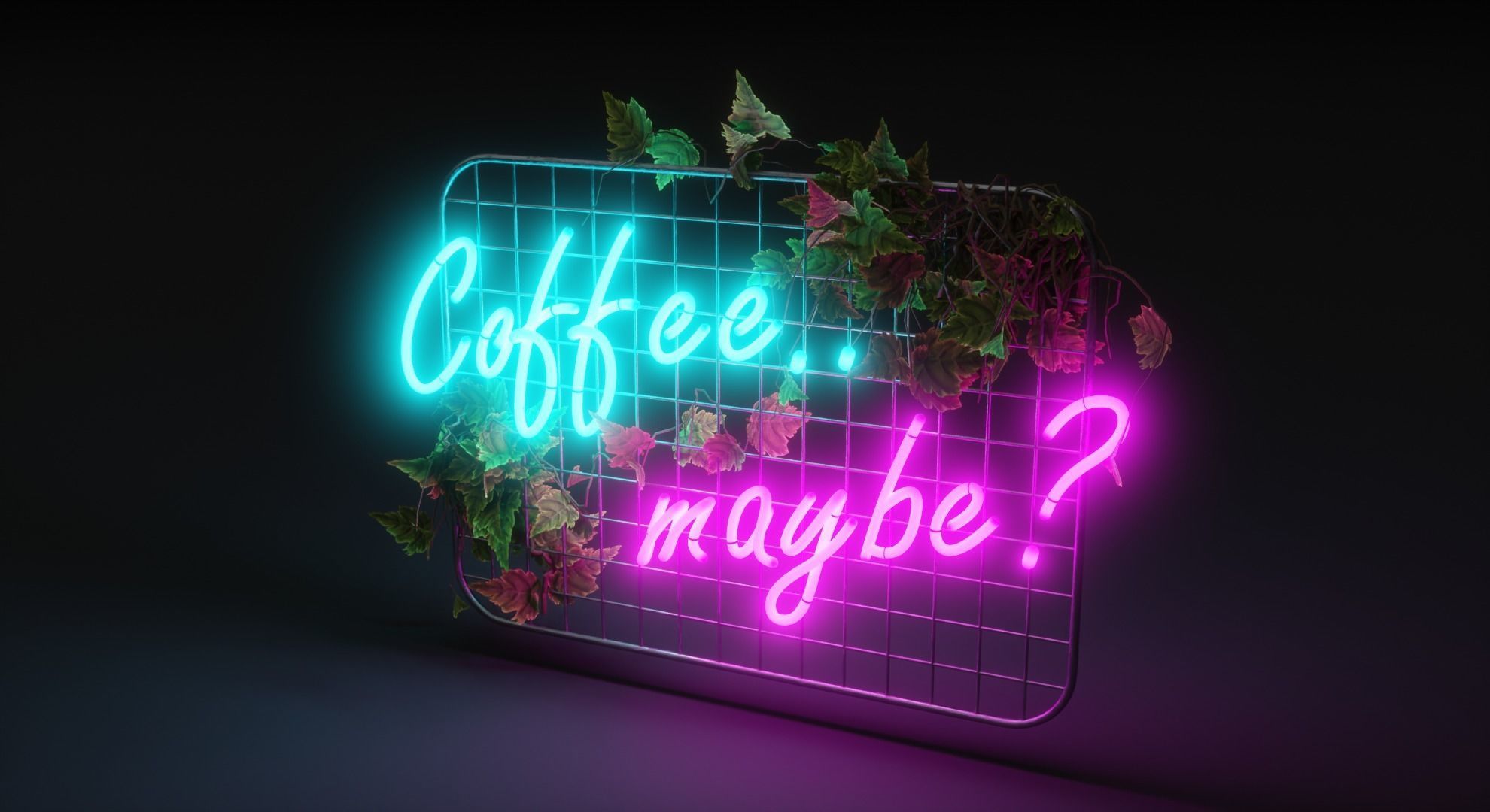 Neon sign coffee maybe Low-poly 3D model_2