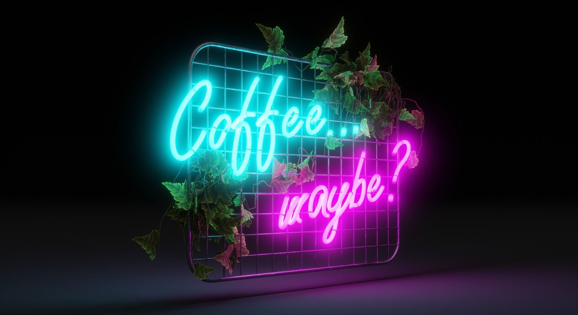 Neon sign coffee maybe Low-poly 3D model_3