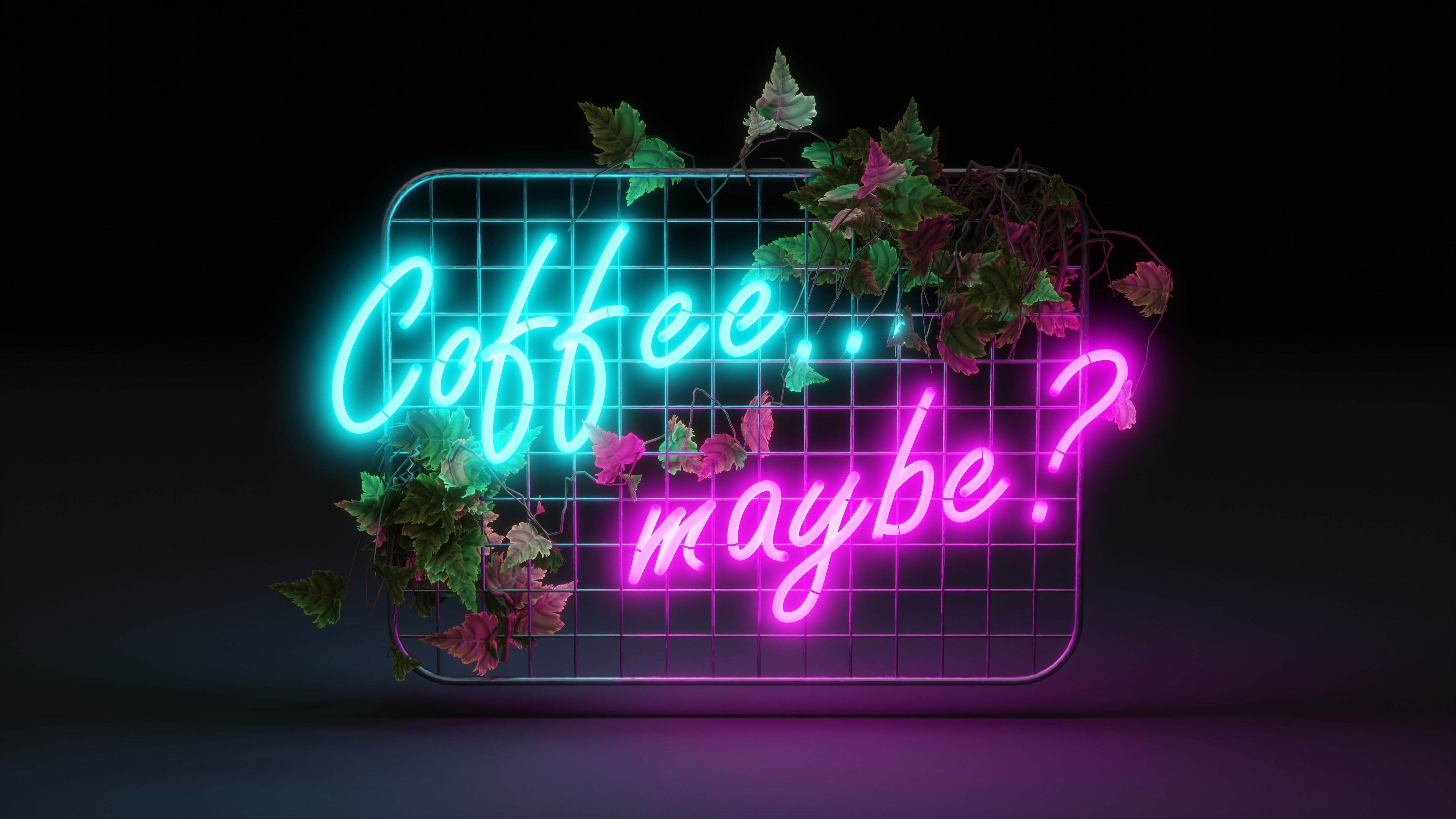 Neon sign coffee maybe Low-poly 3D model_0