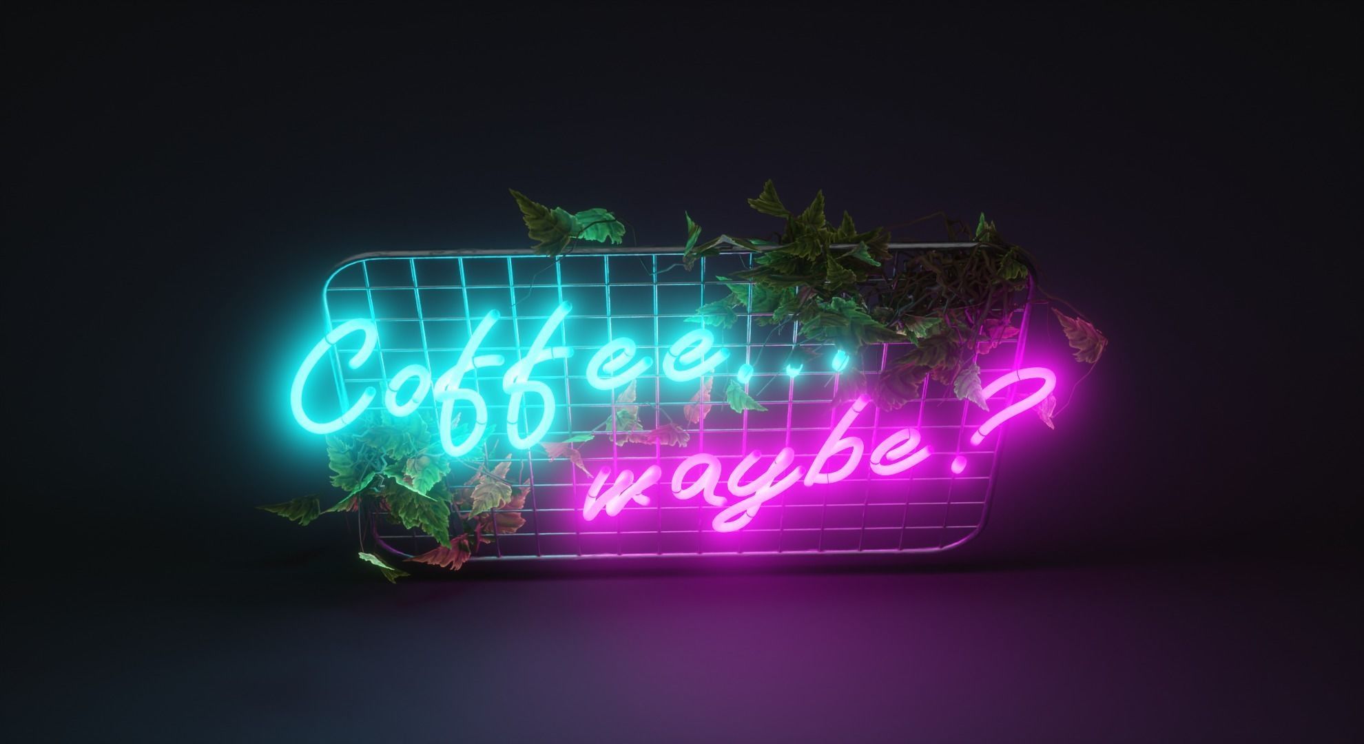 Neon sign coffee maybe Low-poly 3D model_4