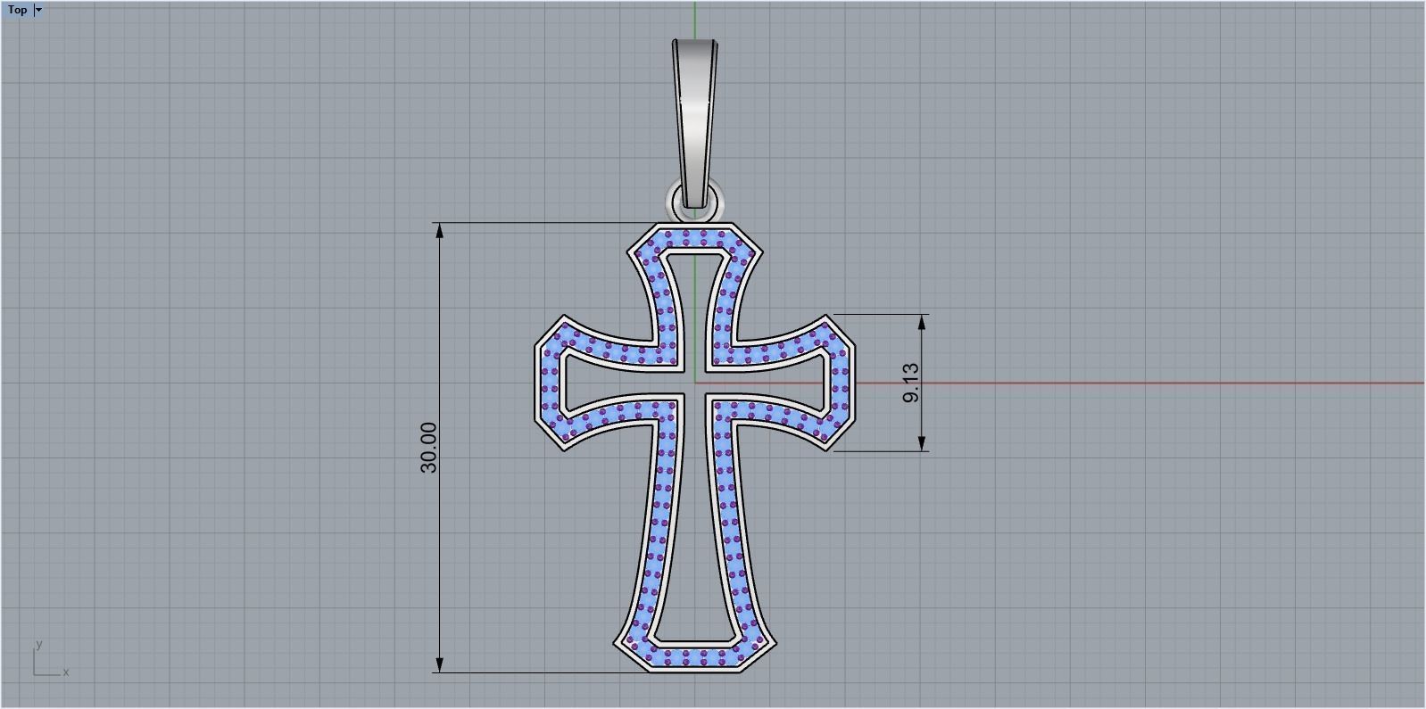 Cross with gems 5 3D print model_7