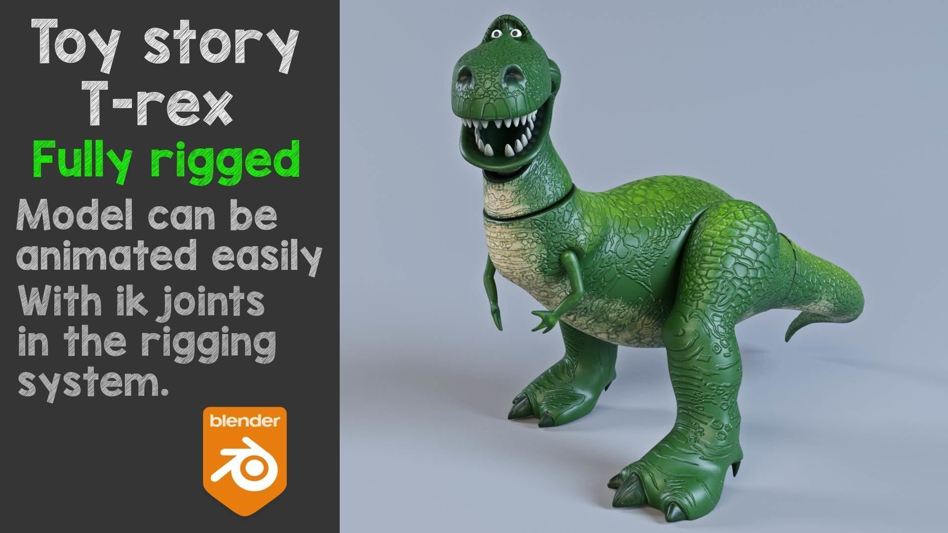 Toy story - T rex rigged 3D model_1
