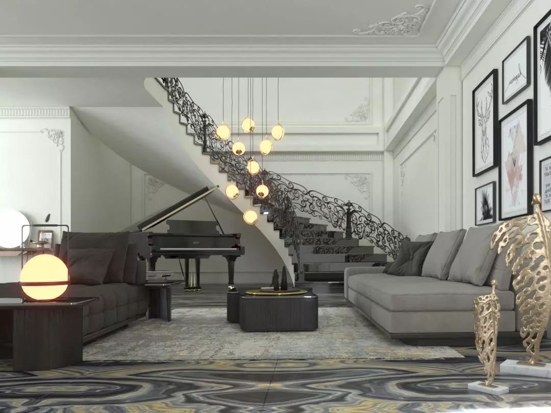 luxury interior 3D model_0