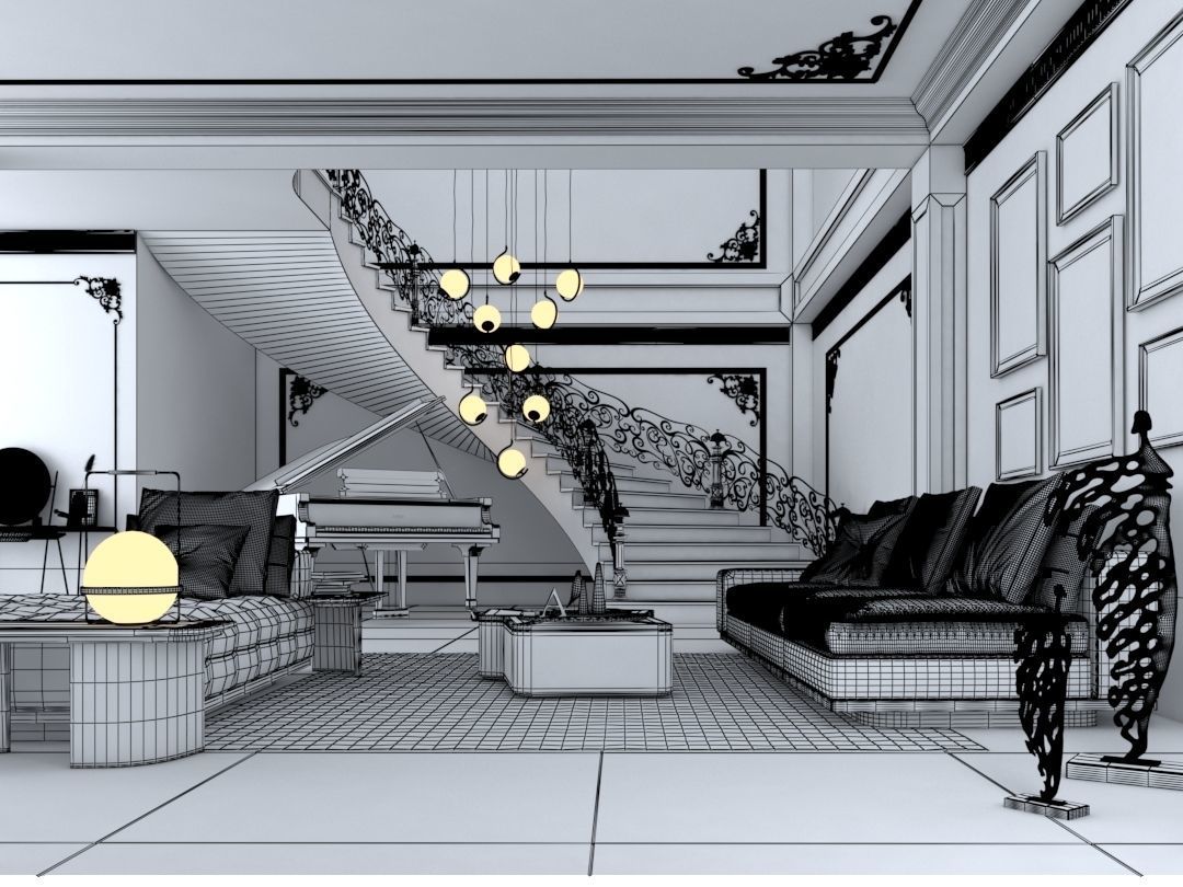 luxury interior 3D model_1
