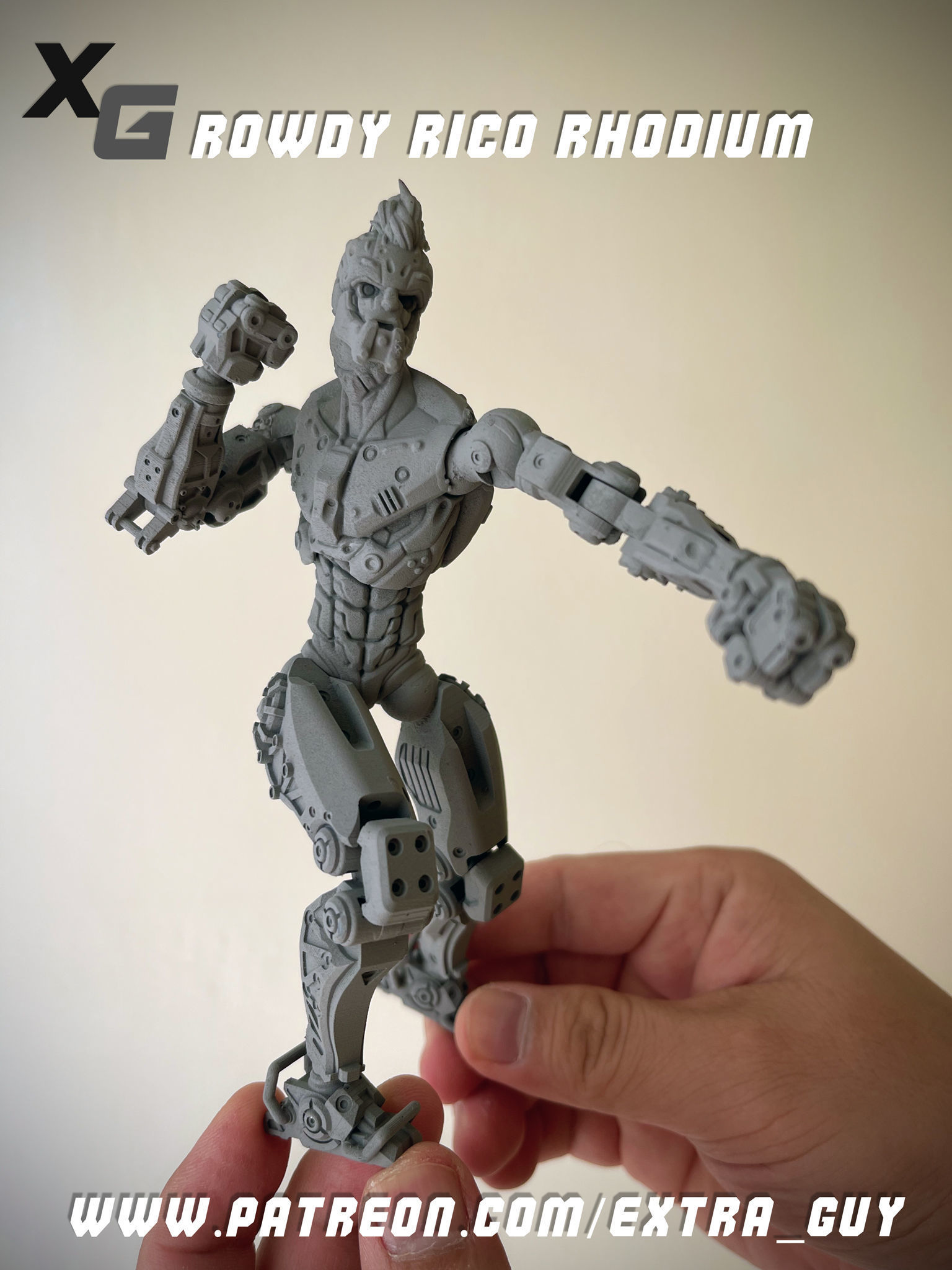 Rowdy Rico Rhodium 3D Print over 100 mm 3D print model_8