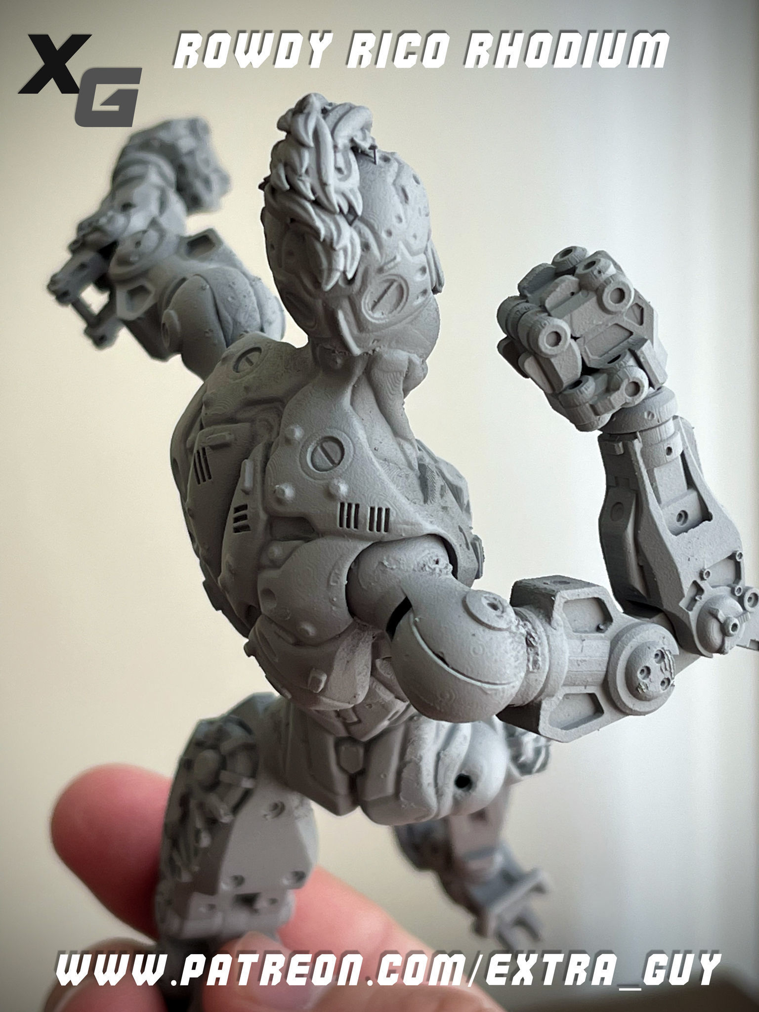 Rowdy Rico Rhodium 3D Print over 100 mm 3D print model_3