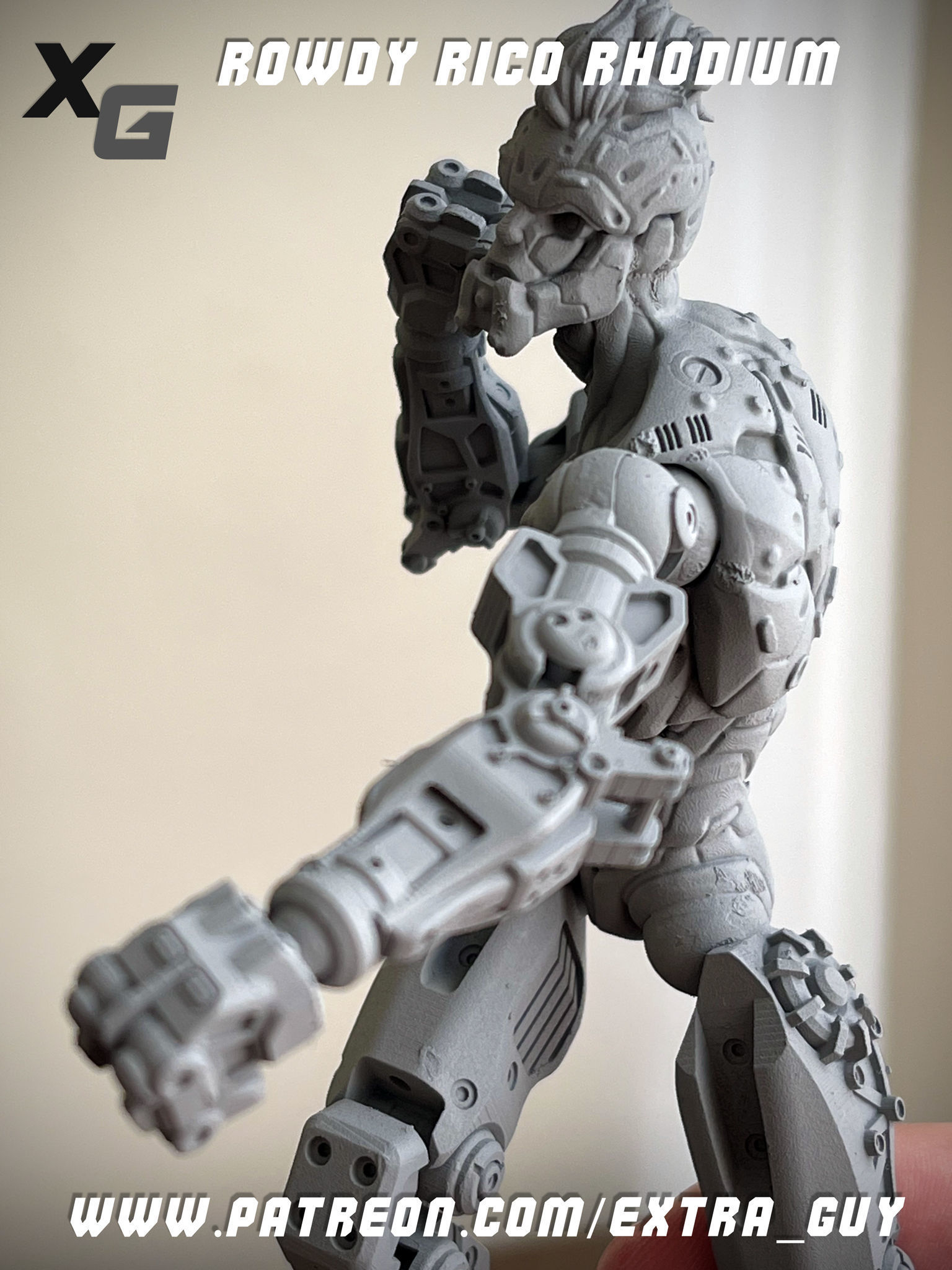 Rowdy Rico Rhodium 3D Print over 100 mm 3D print model_1