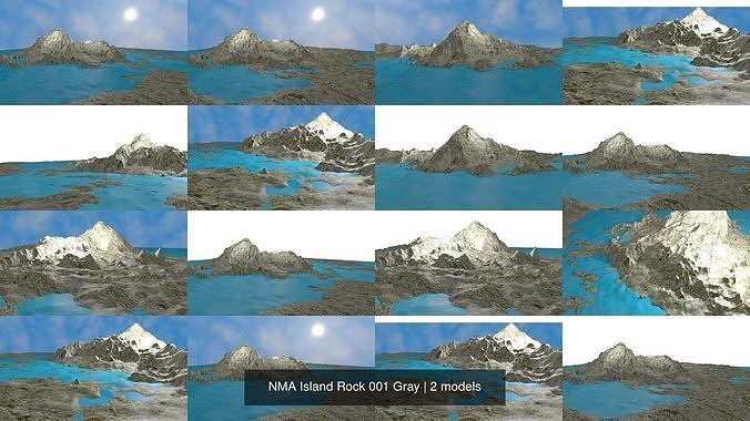 NMA Island Rock 001 Gray 3D Model Collection