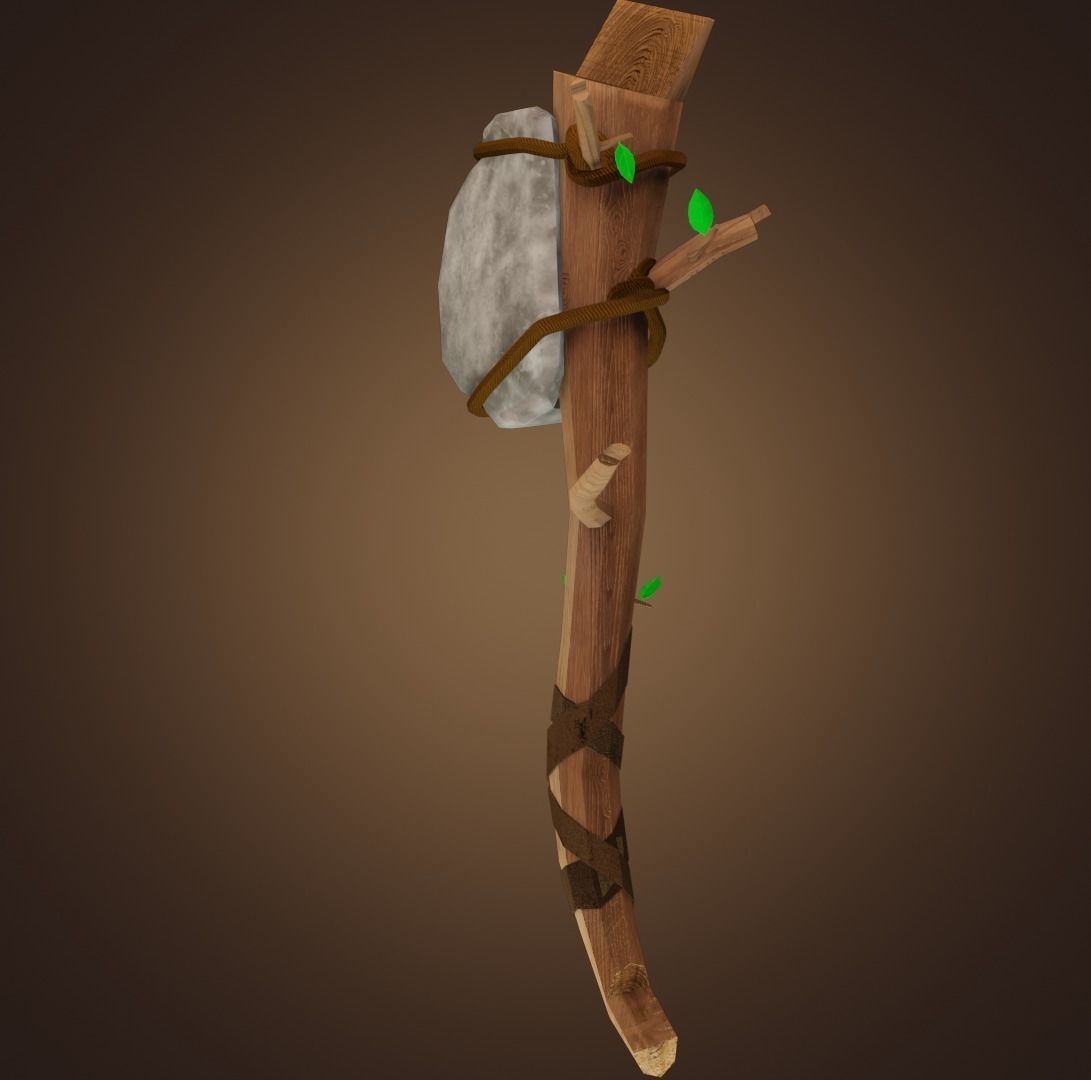 Stone Axe PBR Low-Poly Game READY Low-poly 3D model_1