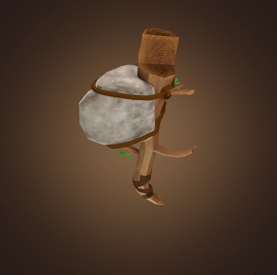 Stone Axe PBR Low-Poly Game READY Low-poly 3D model_2