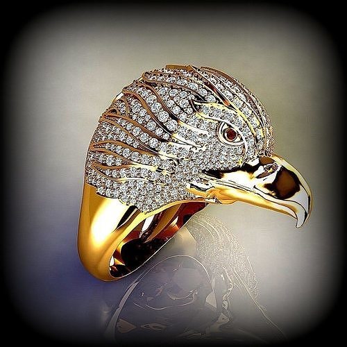 Eagle Diamond Ring Bird Ring  3D print model