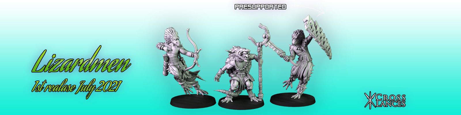 Lizardmen three figurines 3D print model_2