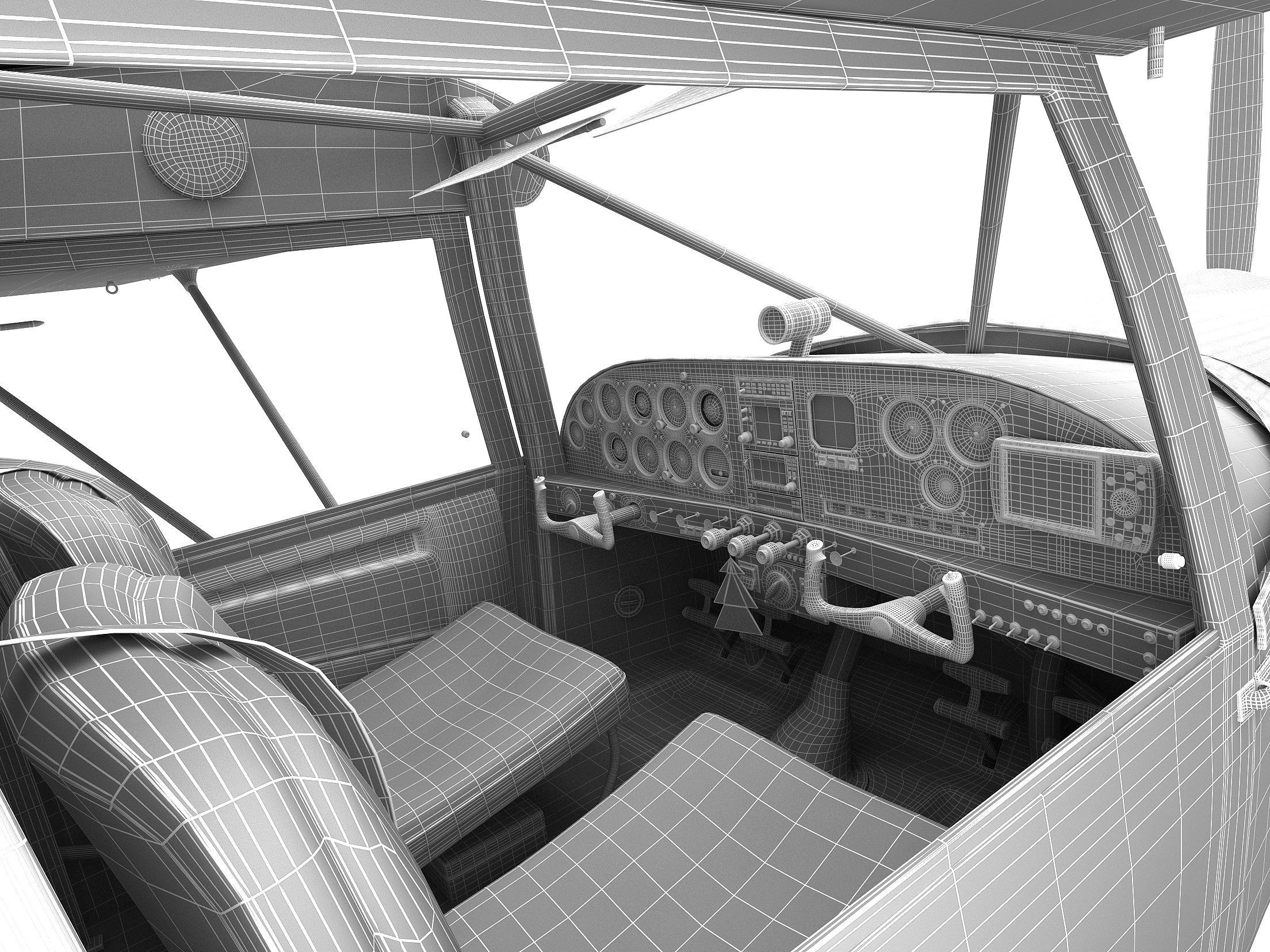 Maule light aircraft with interior 3D model_5