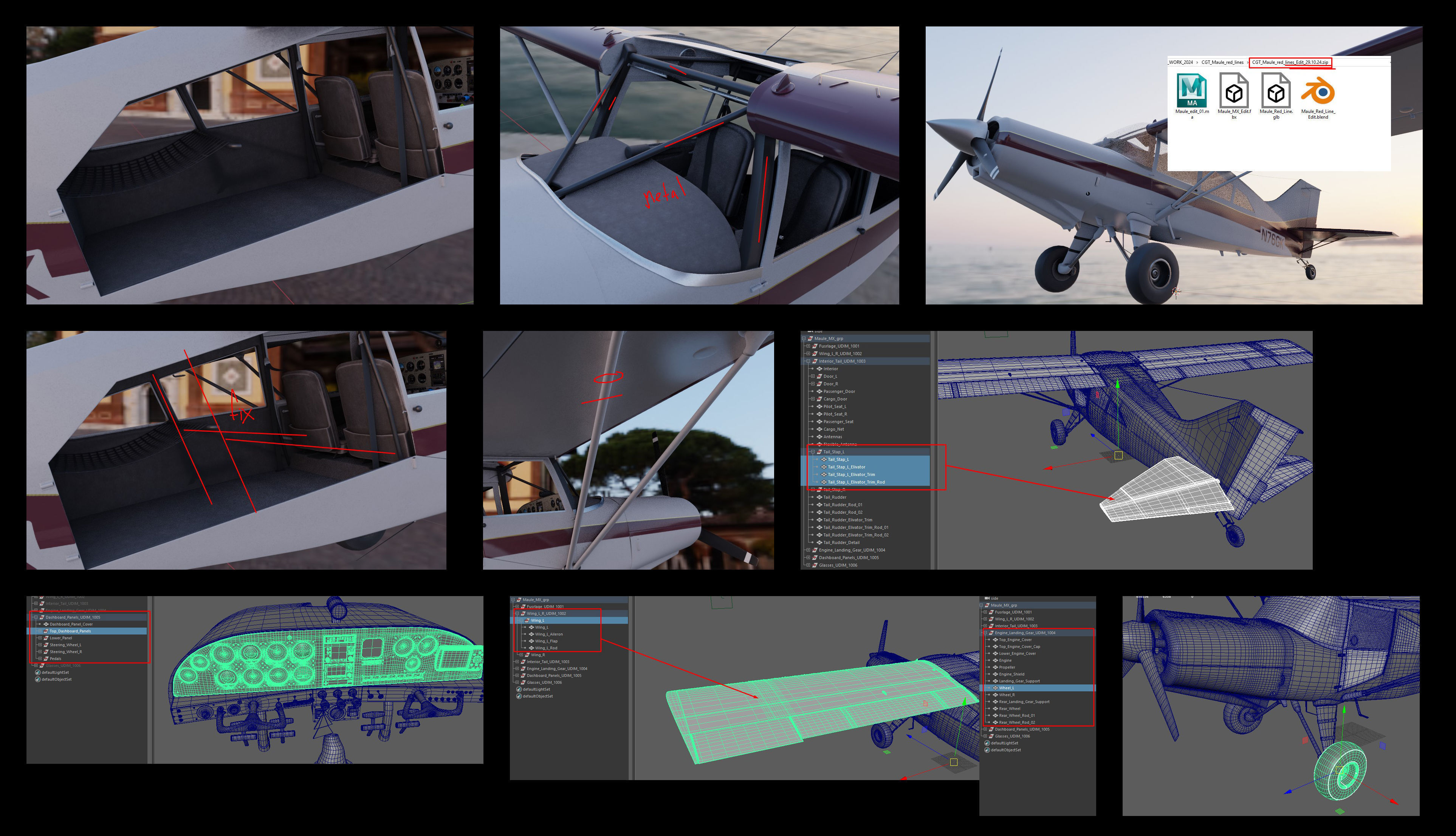 Maule light aircraft with interior 3D model_2