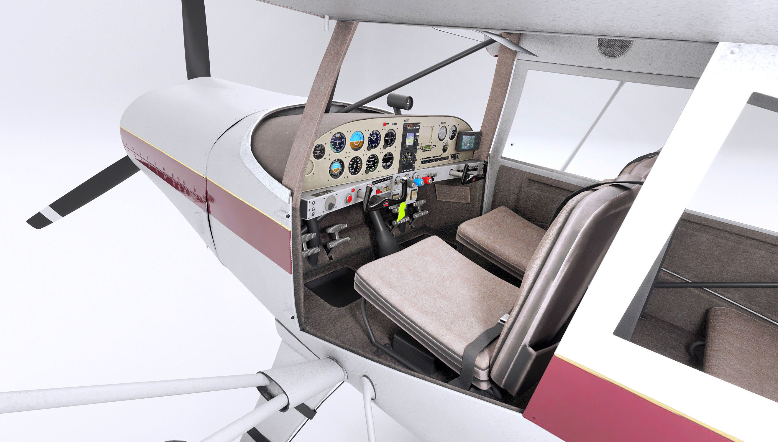 Maule light aircraft with interior 3D model_1