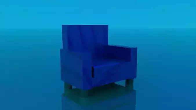 Blueish Low Poly PBR Armchair Low-poly 3D model