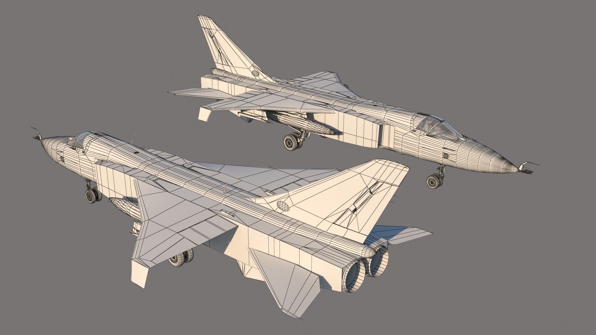 Sukhoi T6-1 Su-24 Prototype Low-poly 3D model_15