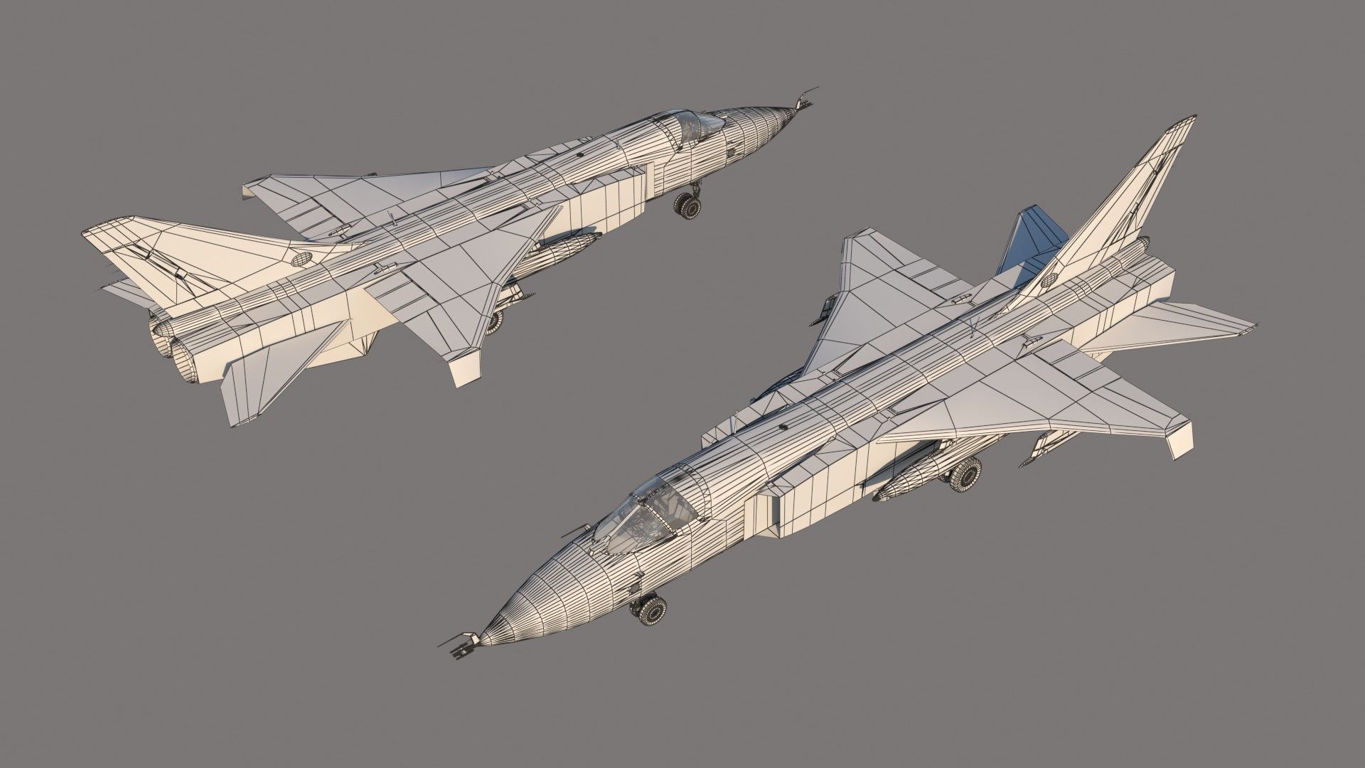 Sukhoi T6-1 Su-24 Prototype Low-poly 3D model_13