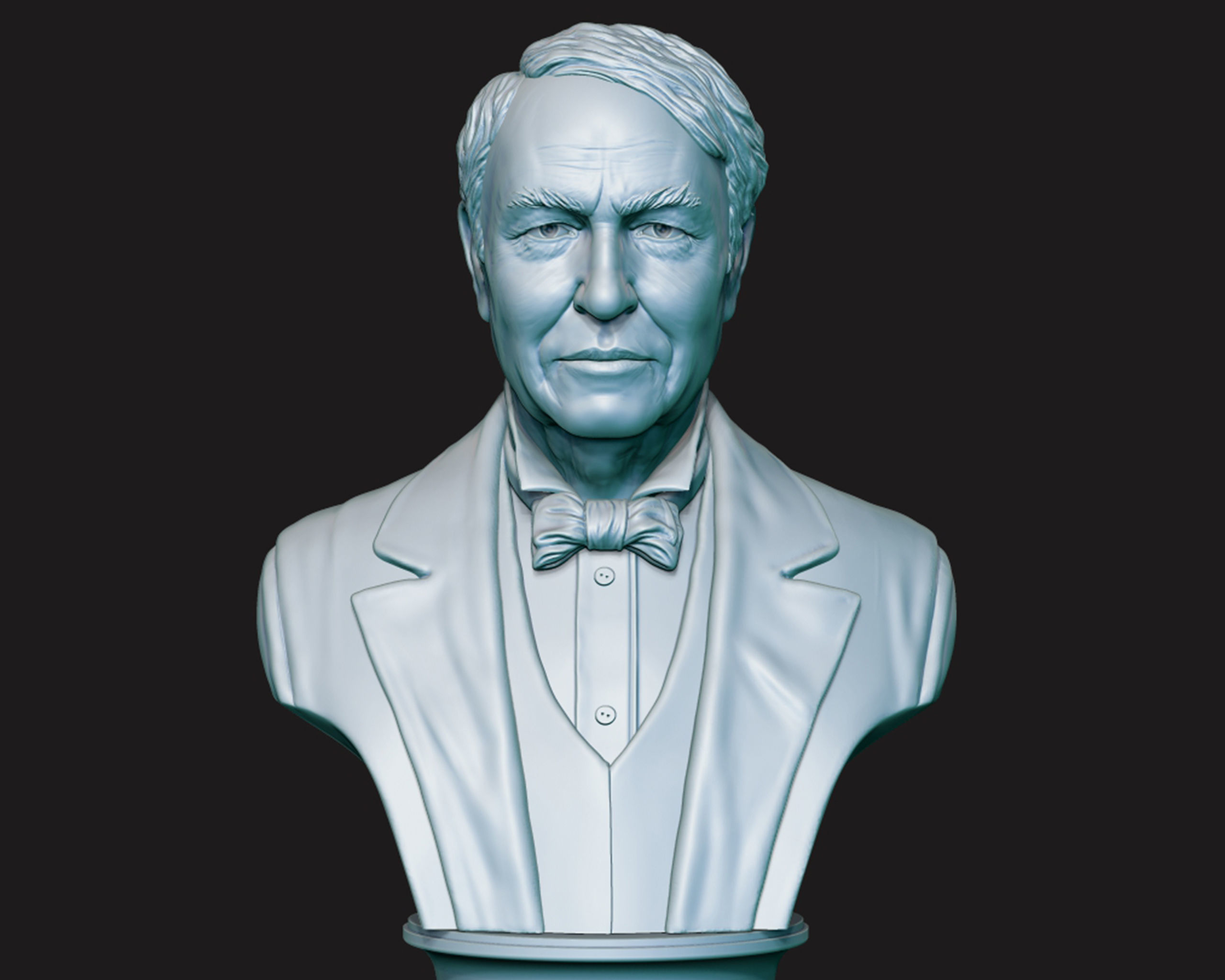 Thomas Edison portrait Sculpture 3D print model_7