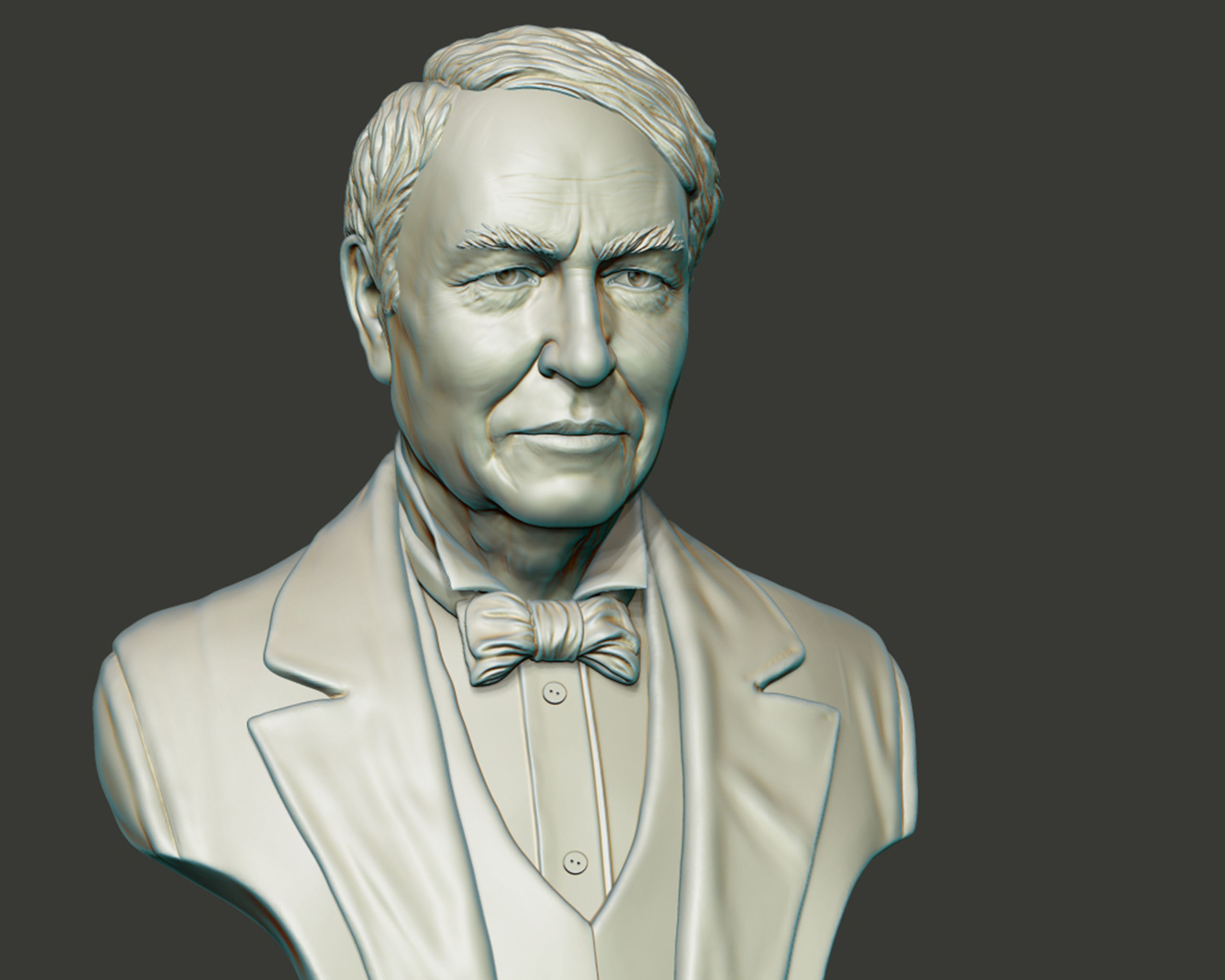 Thomas Edison portrait Sculpture 3D print model_3