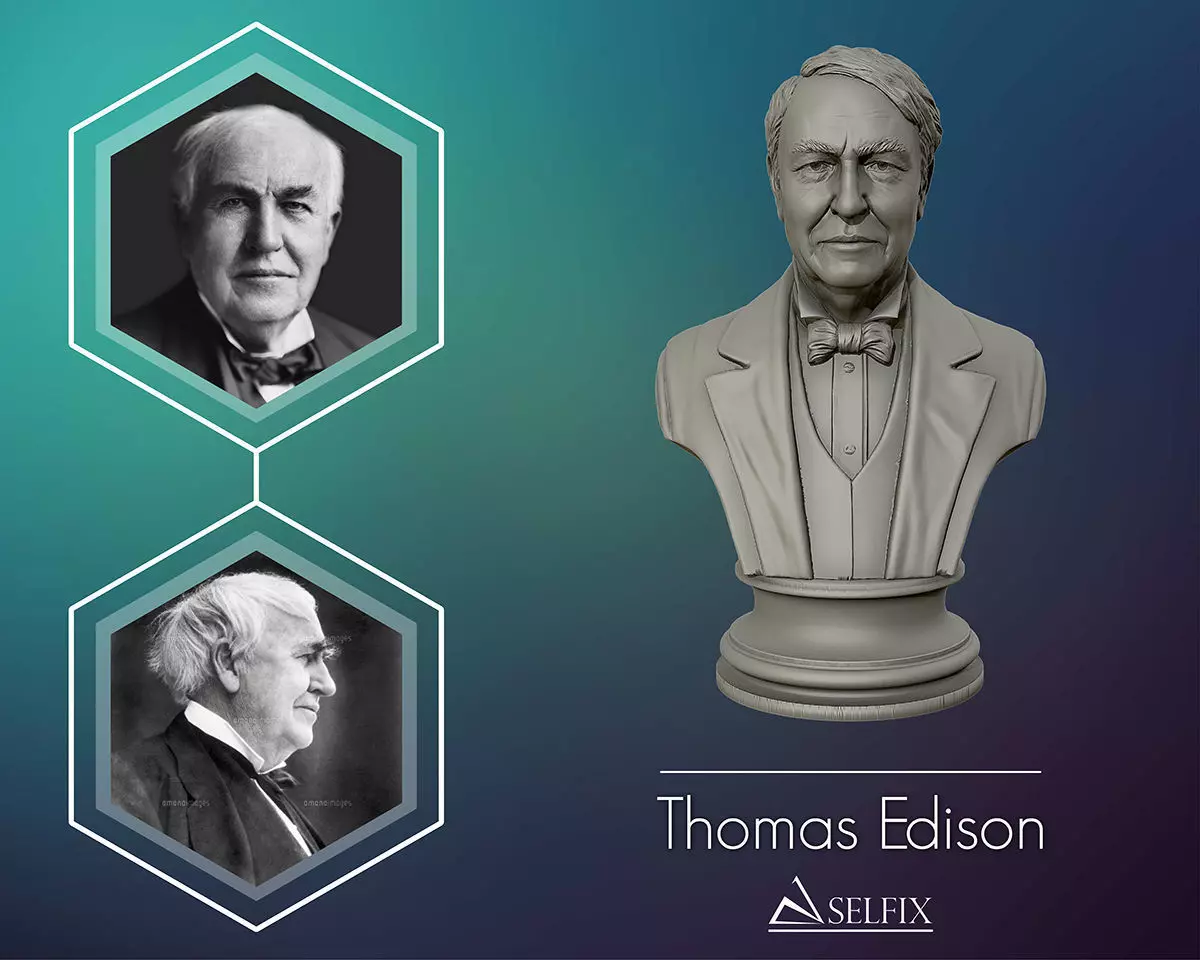 Thomas Edison portrait Sculpture 3D print model_0