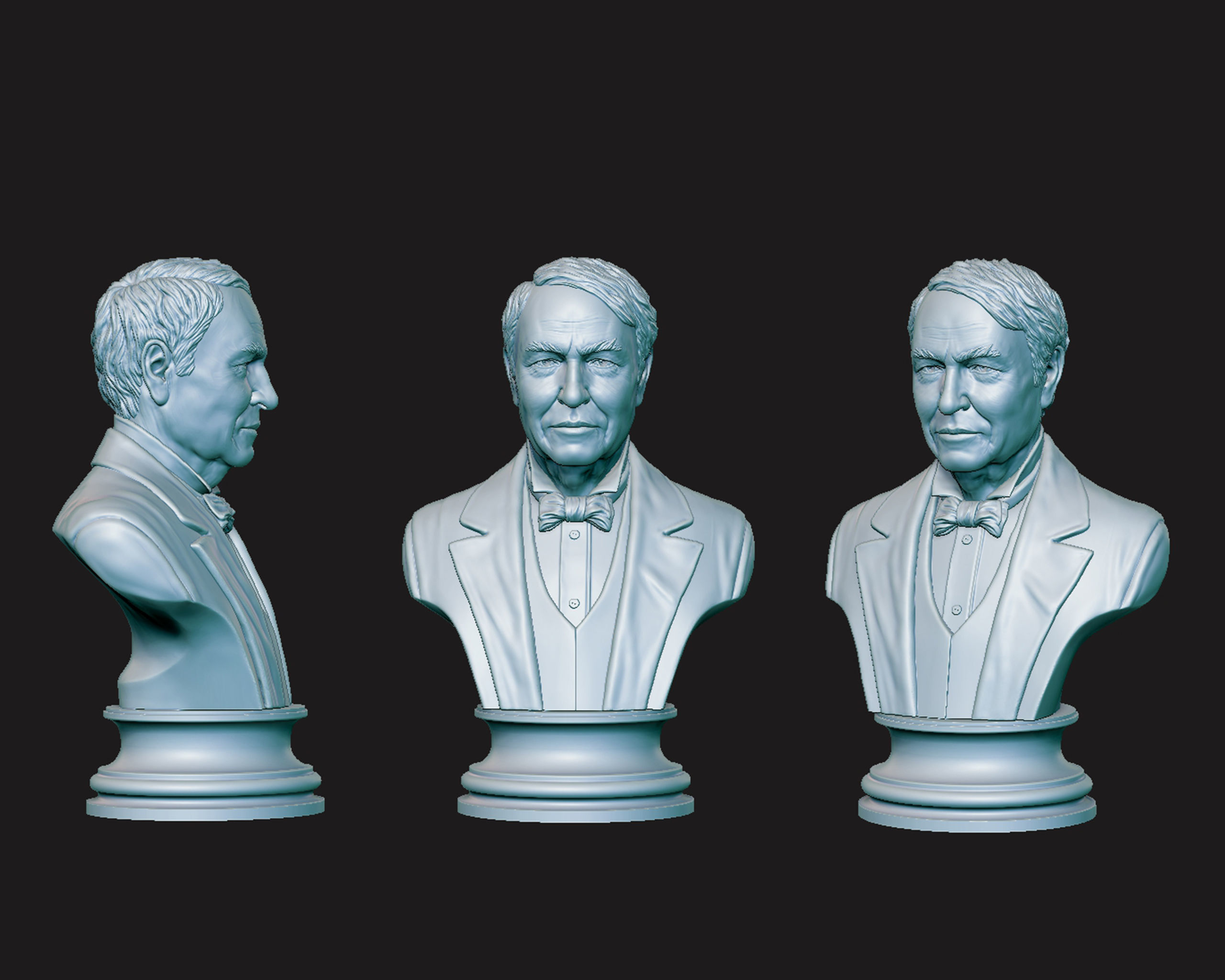 Thomas Edison portrait Sculpture 3D print model_9