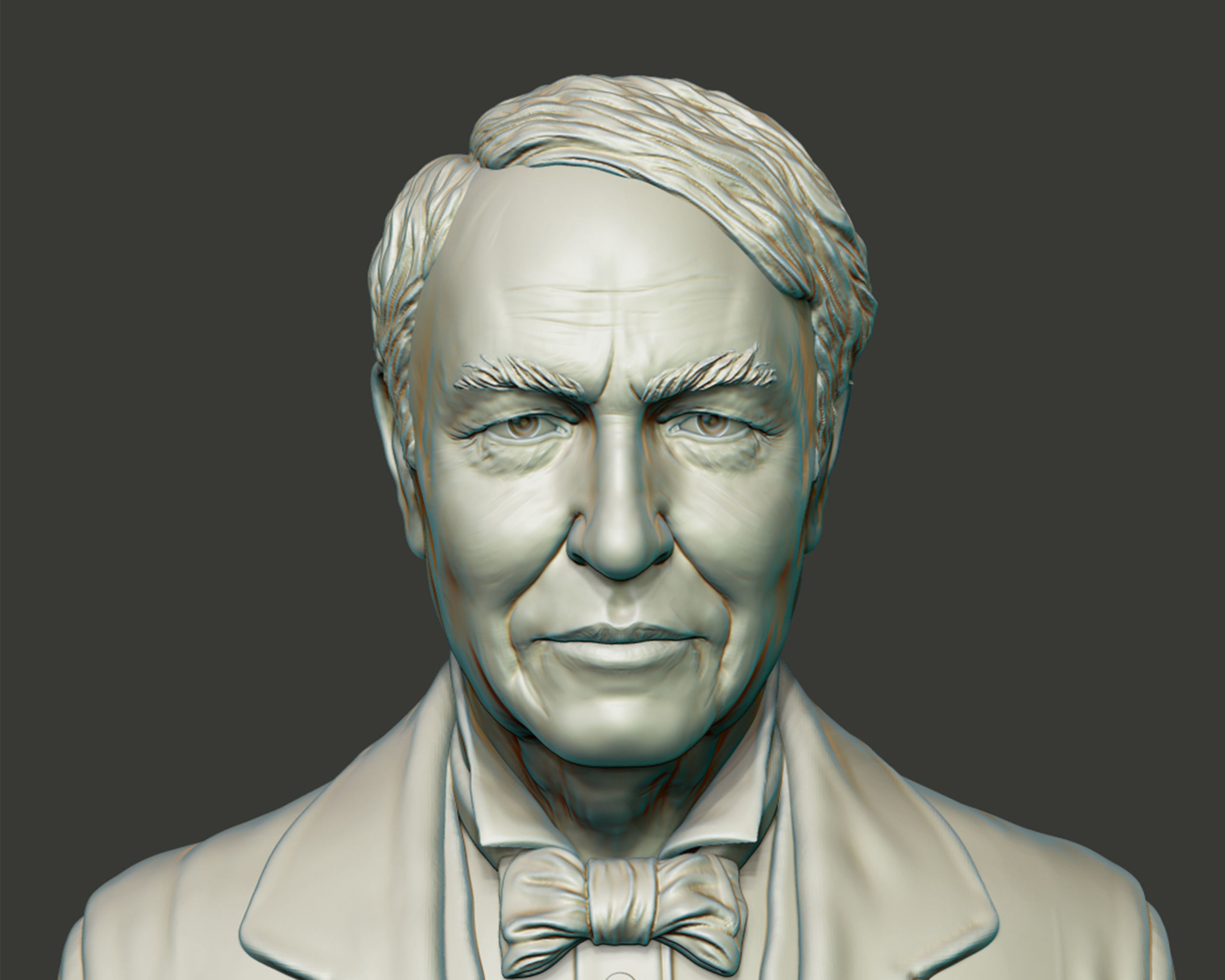 Thomas Edison portrait Sculpture 3D print model_2