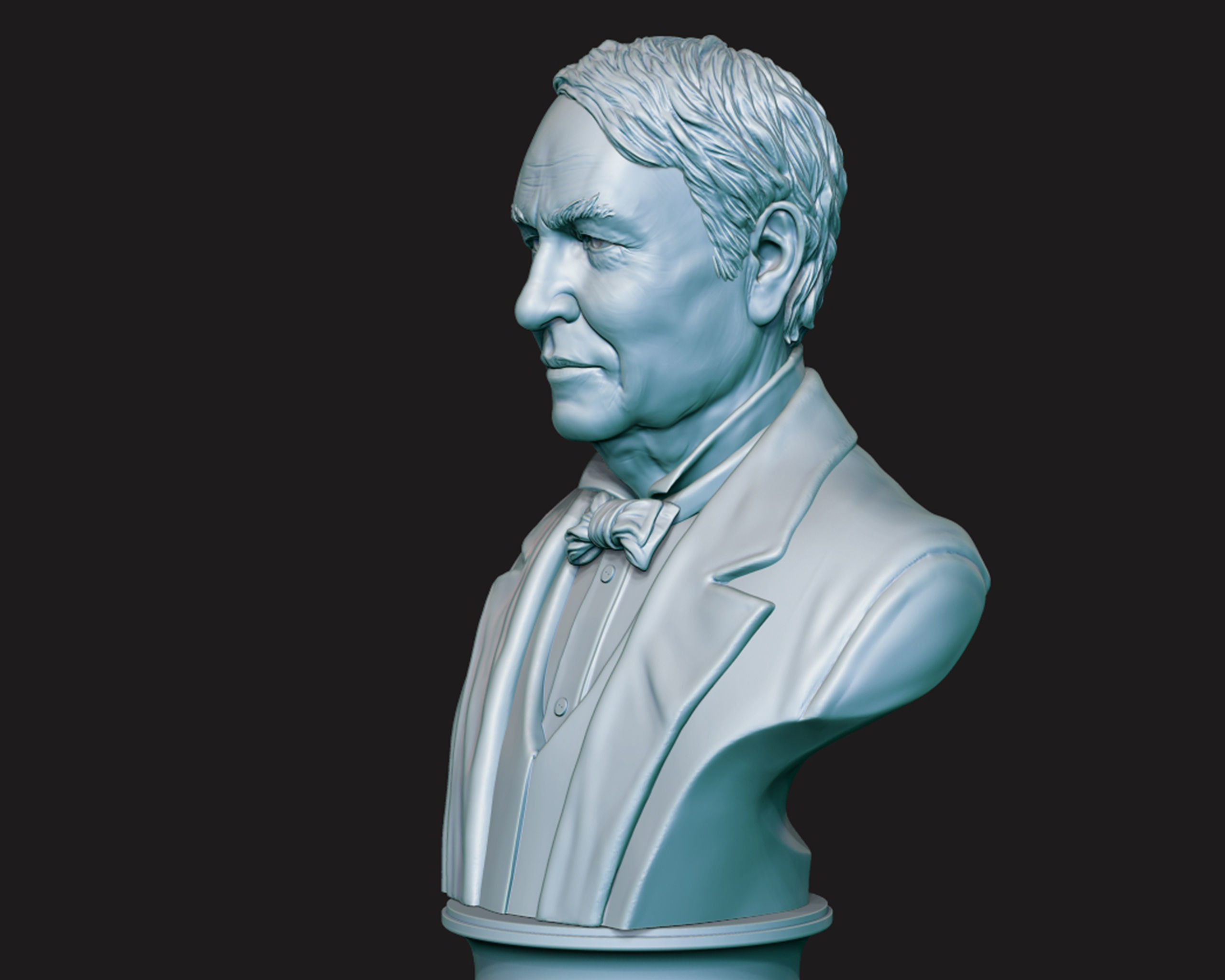 Thomas Edison portrait Sculpture 3D print model_10