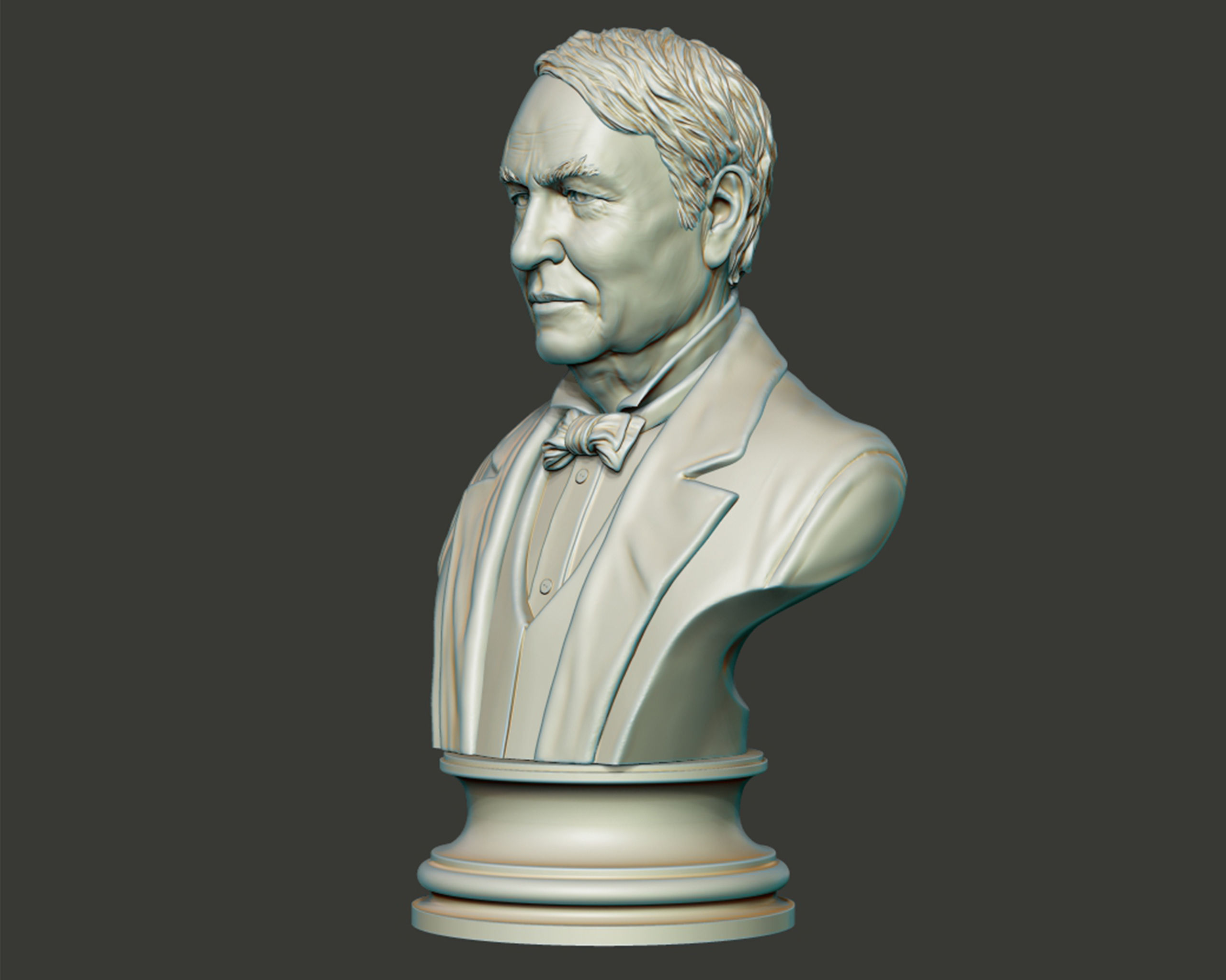 Thomas Edison portrait Sculpture 3D print model_4