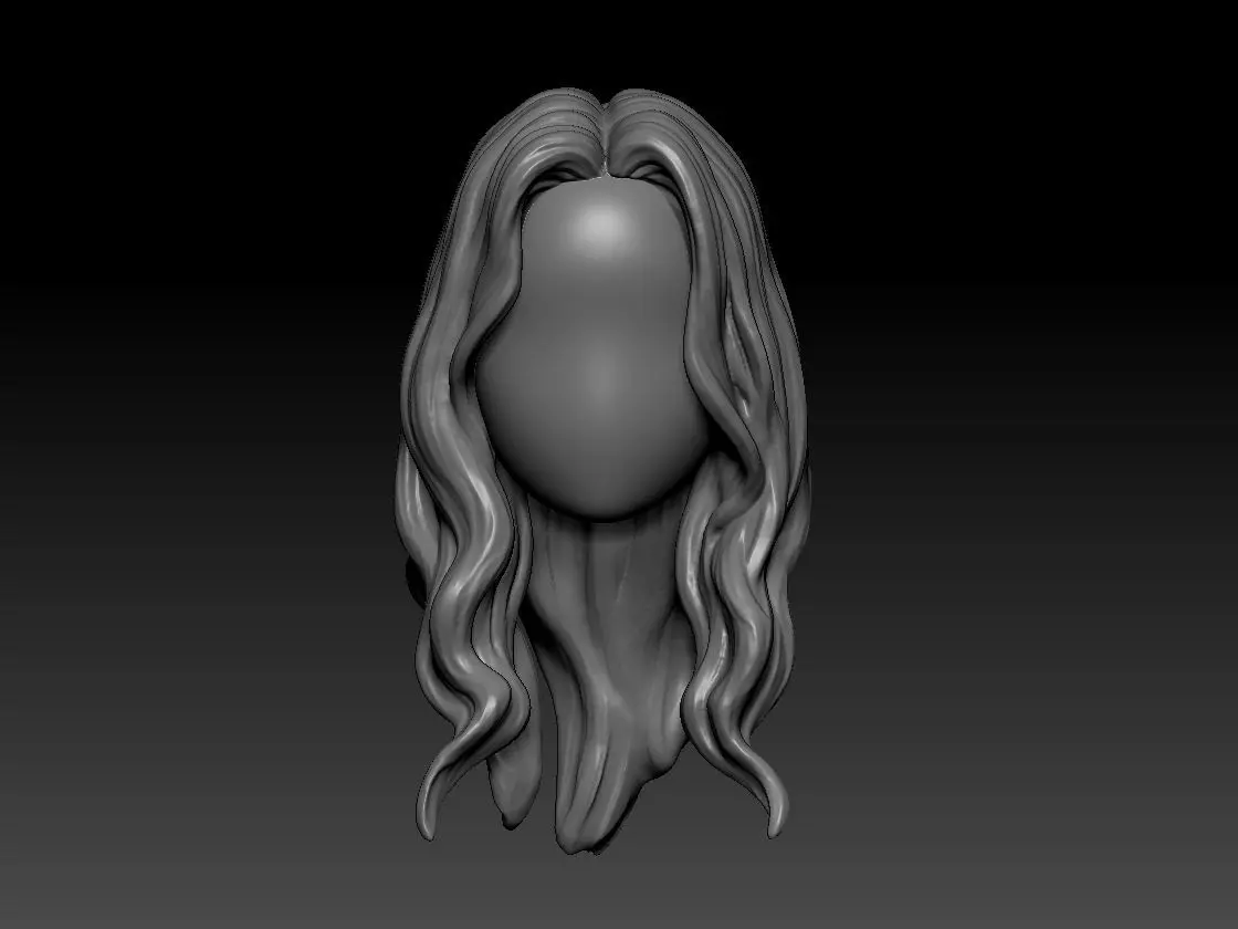 12inch size Hottoys figure style printable hair for 3d print 005 3D print model_0