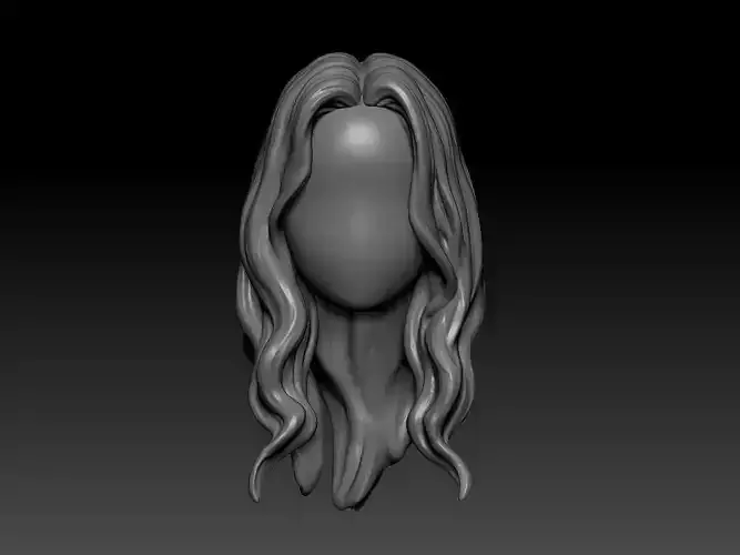 12inch size Hottoys figure style printable hair for 3d print 005
