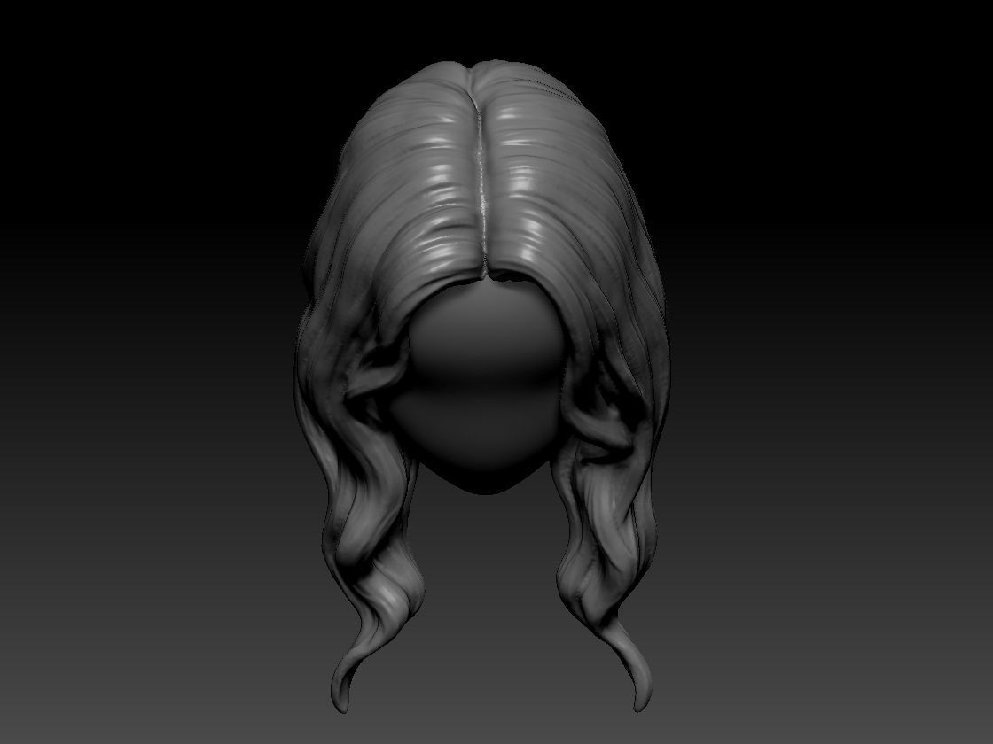 12inch size Hottoys figure style printable hair for 3d print 005 3D print model_6