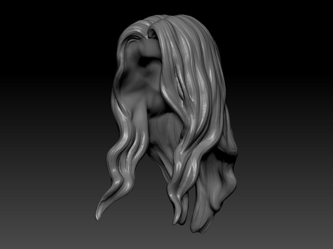 12inch size Hottoys figure style printable hair for 3d print 005 3D print model_10