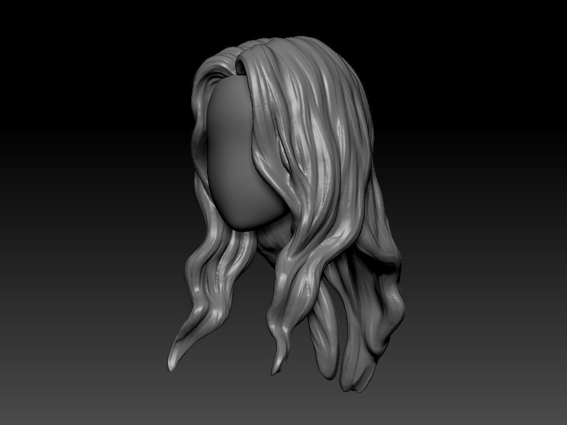 12inch size Hottoys figure style printable hair for 3d print 005 3D print model_1