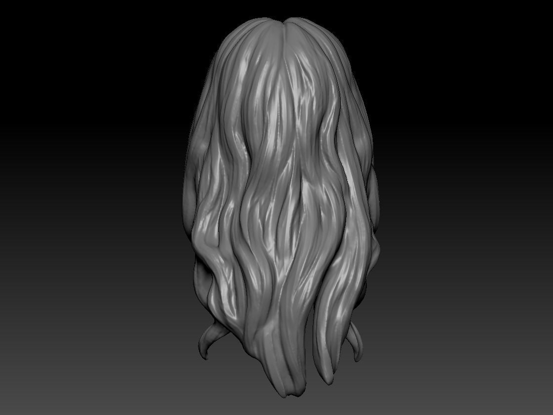 12inch size Hottoys figure style printable hair for 3d print 005 3D print model_3