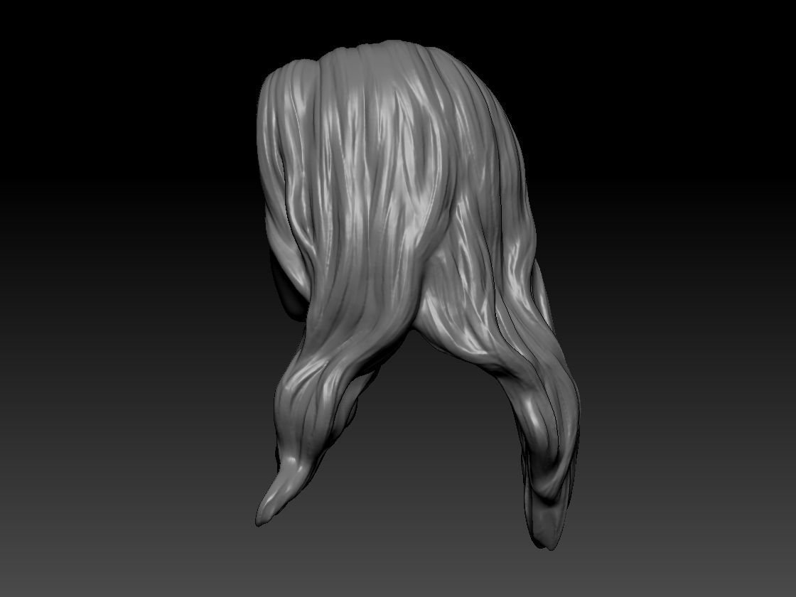 12inch size Hottoys figure style printable hair for 3d print 005 3D print model_2