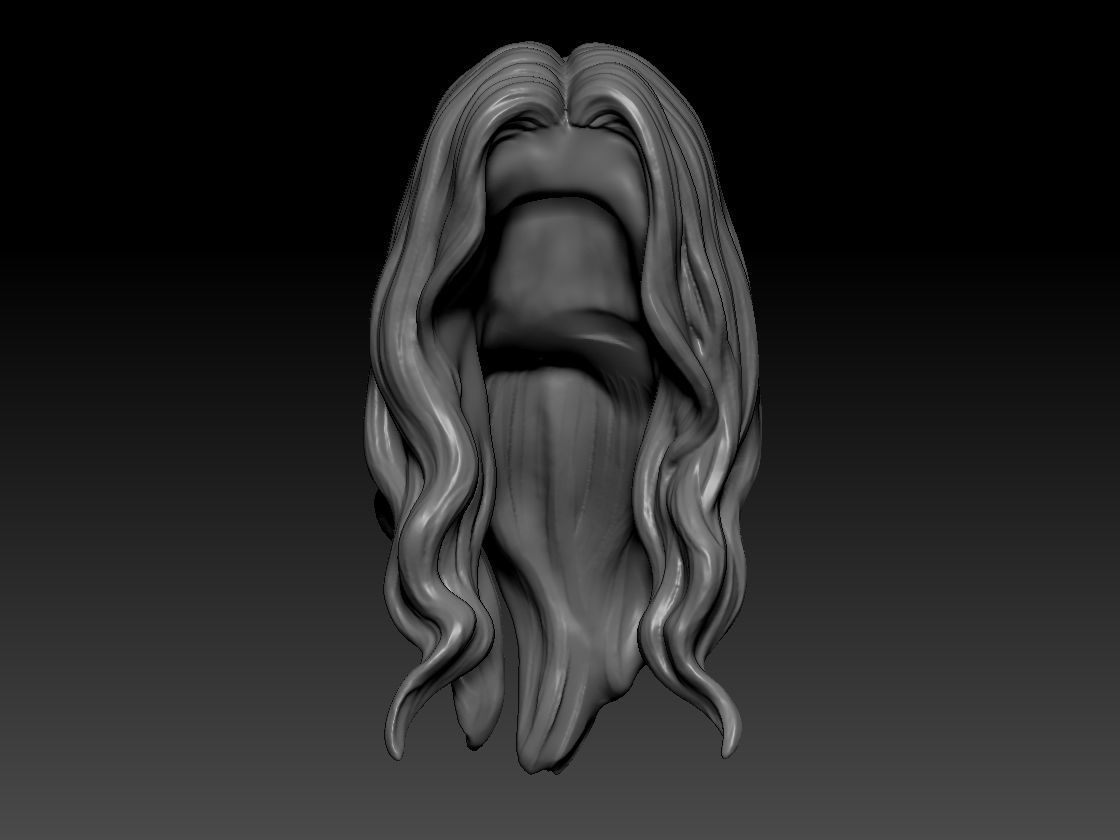 12inch size Hottoys figure style printable hair for 3d print 005 3D print model_8