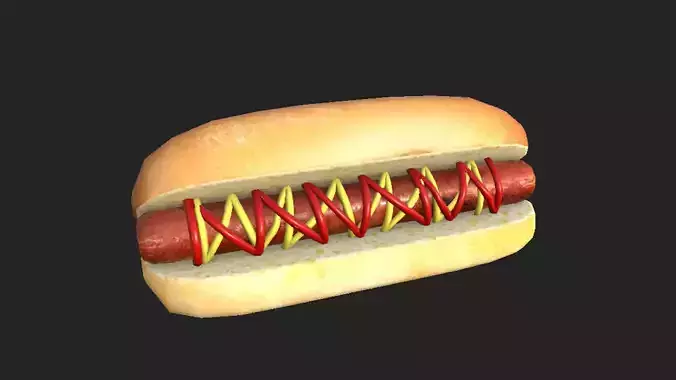 Hot dog 3D model Low Poly Game Asset