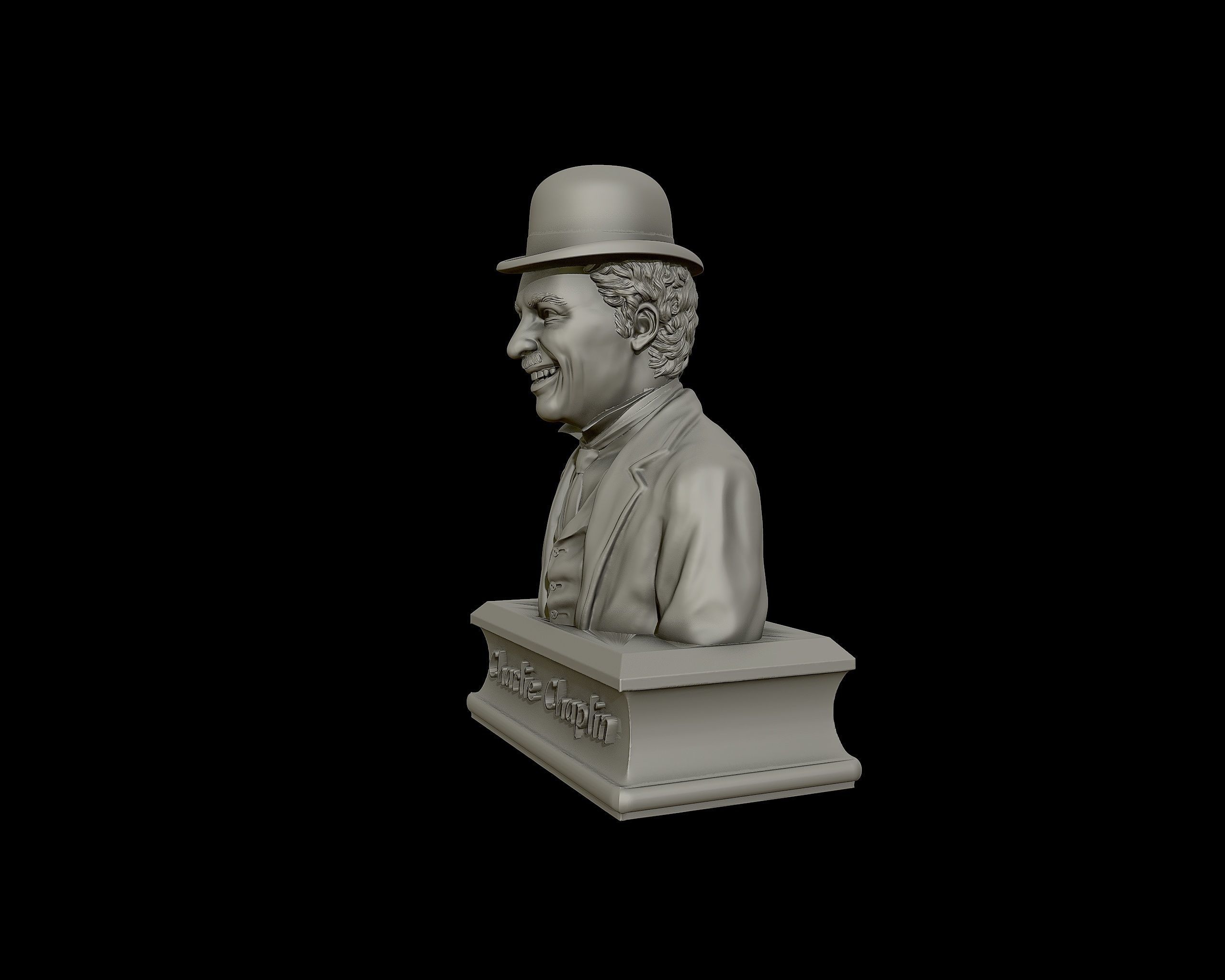 Charlie Chaplin portrait Sculpture 3D print model_23