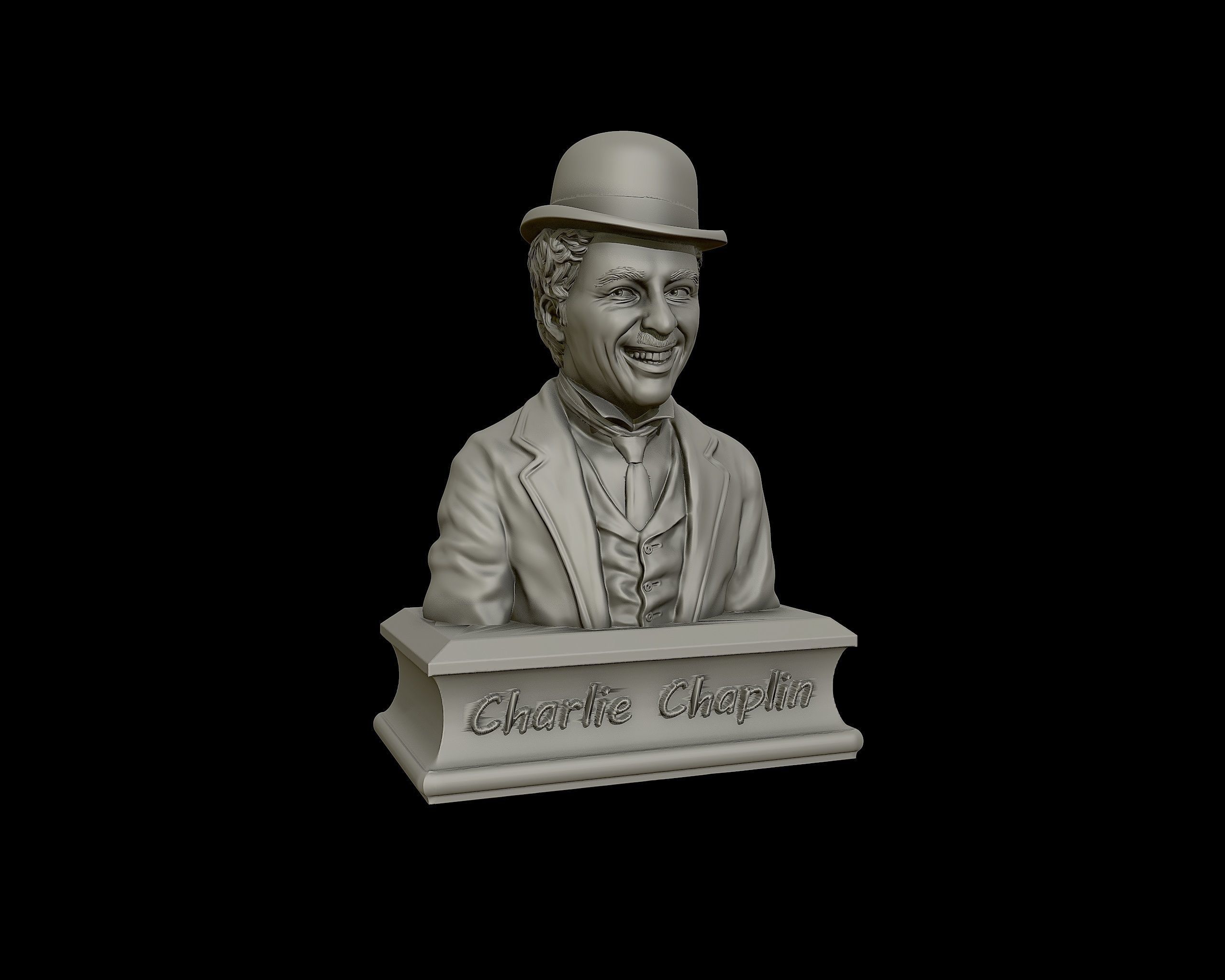Charlie Chaplin portrait Sculpture 3D print model_30