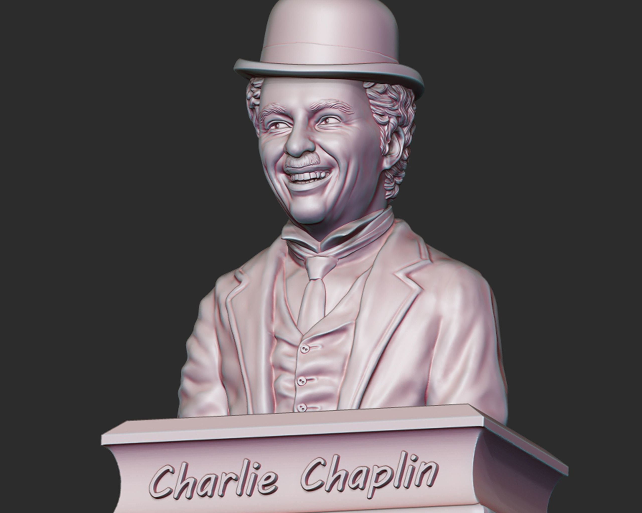 Charlie Chaplin portrait Sculpture 3D print model_6