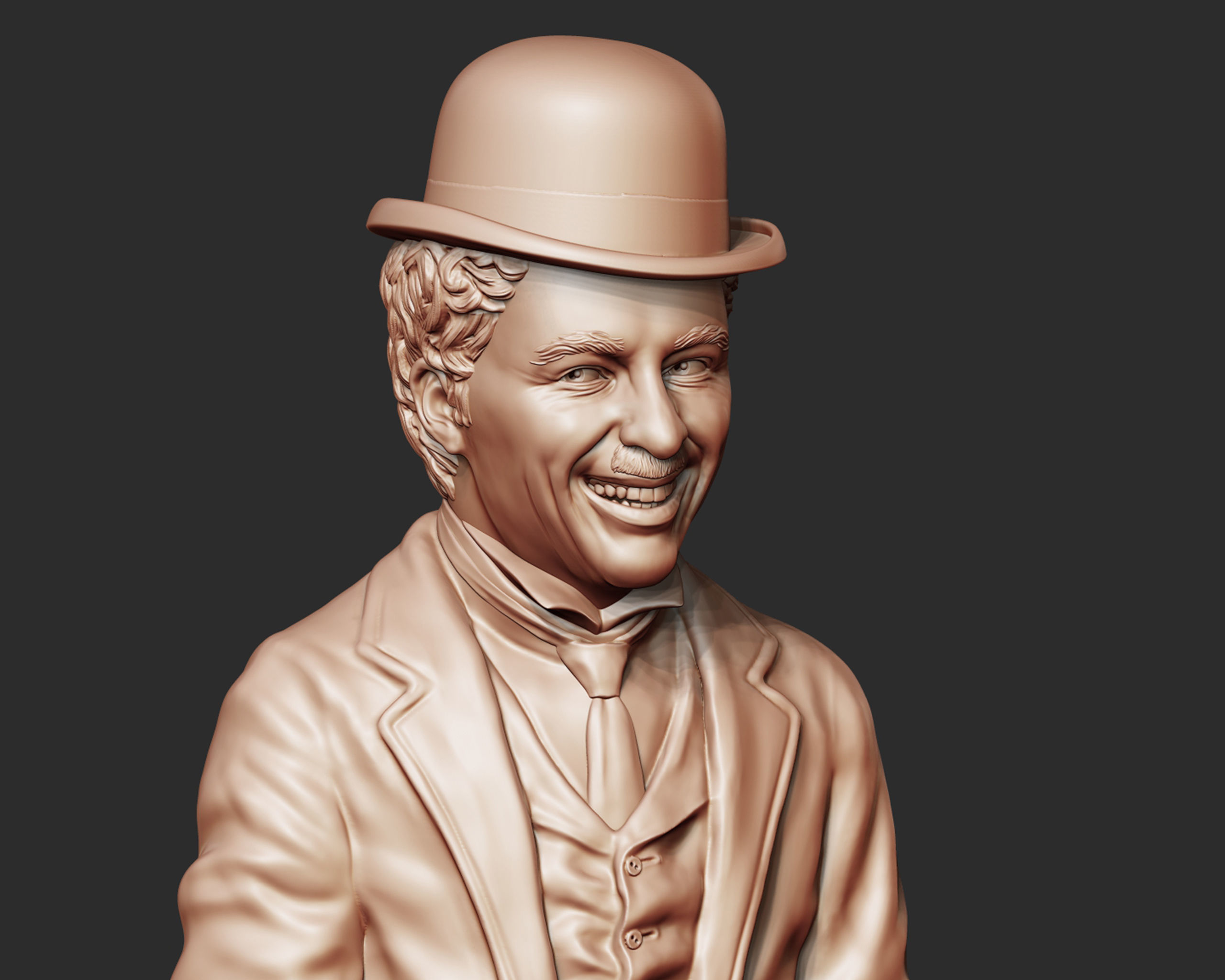 Charlie Chaplin portrait Sculpture 3D print model_16