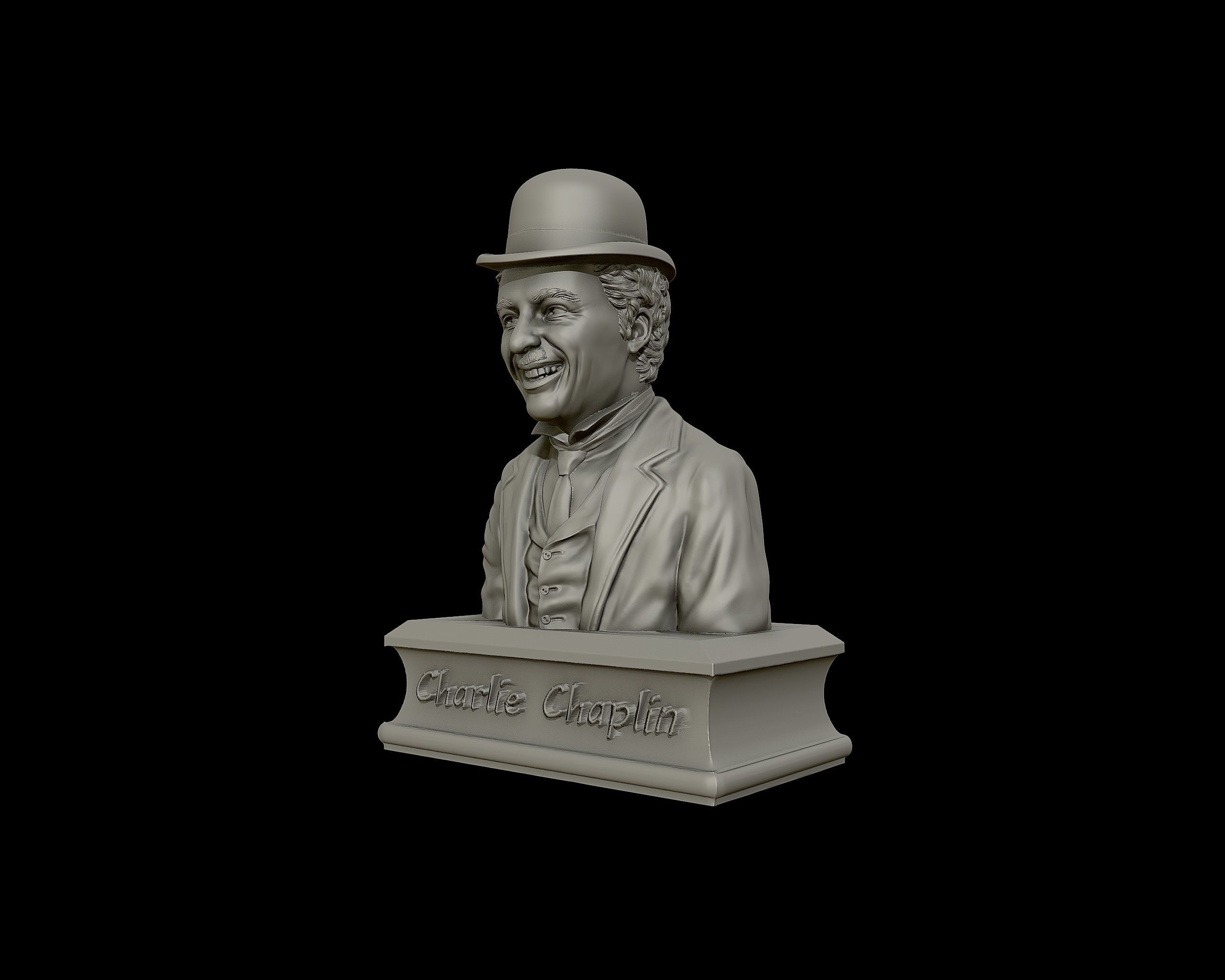 Charlie Chaplin portrait Sculpture 3D print model_21