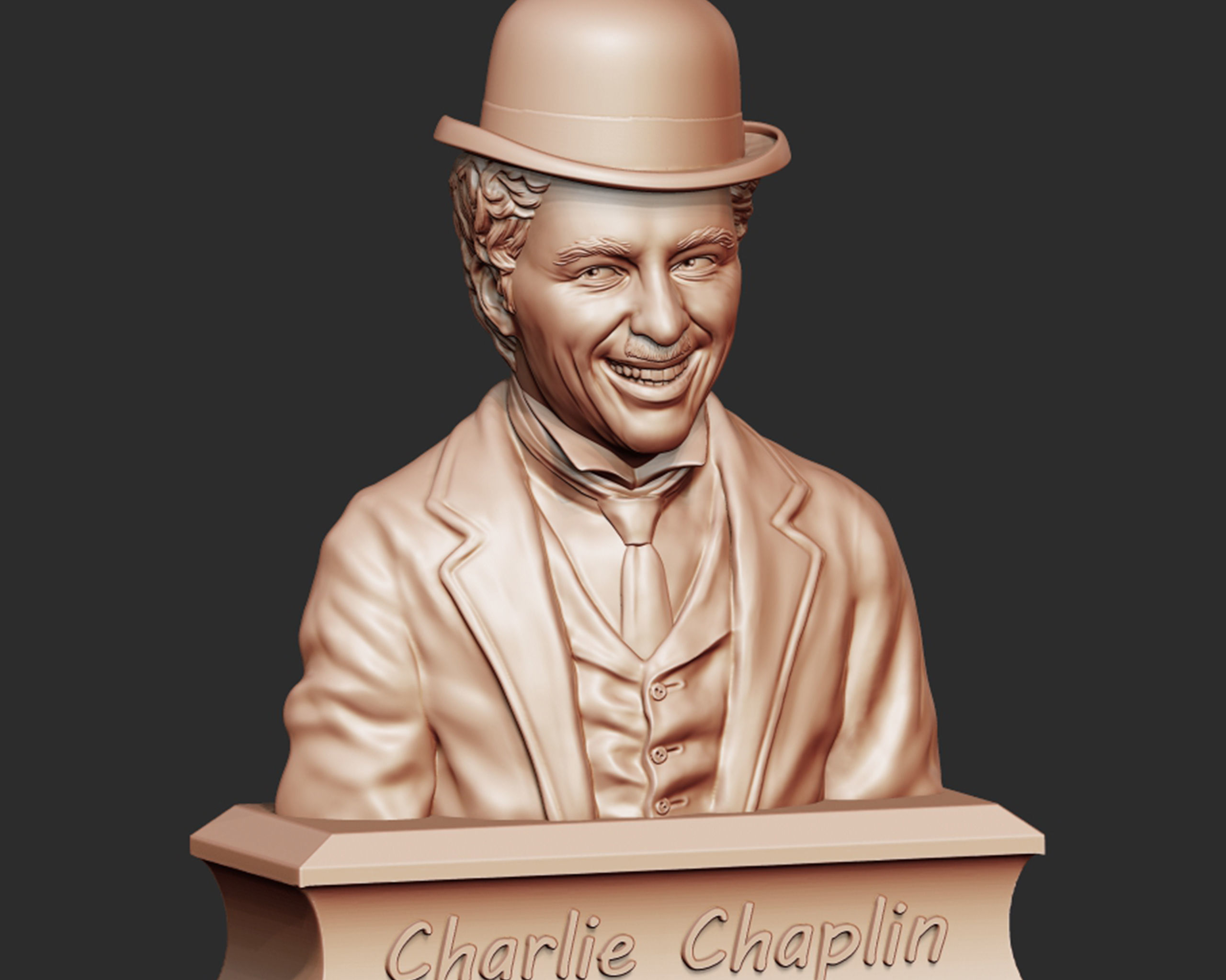 Charlie Chaplin portrait Sculpture 3D print model_12