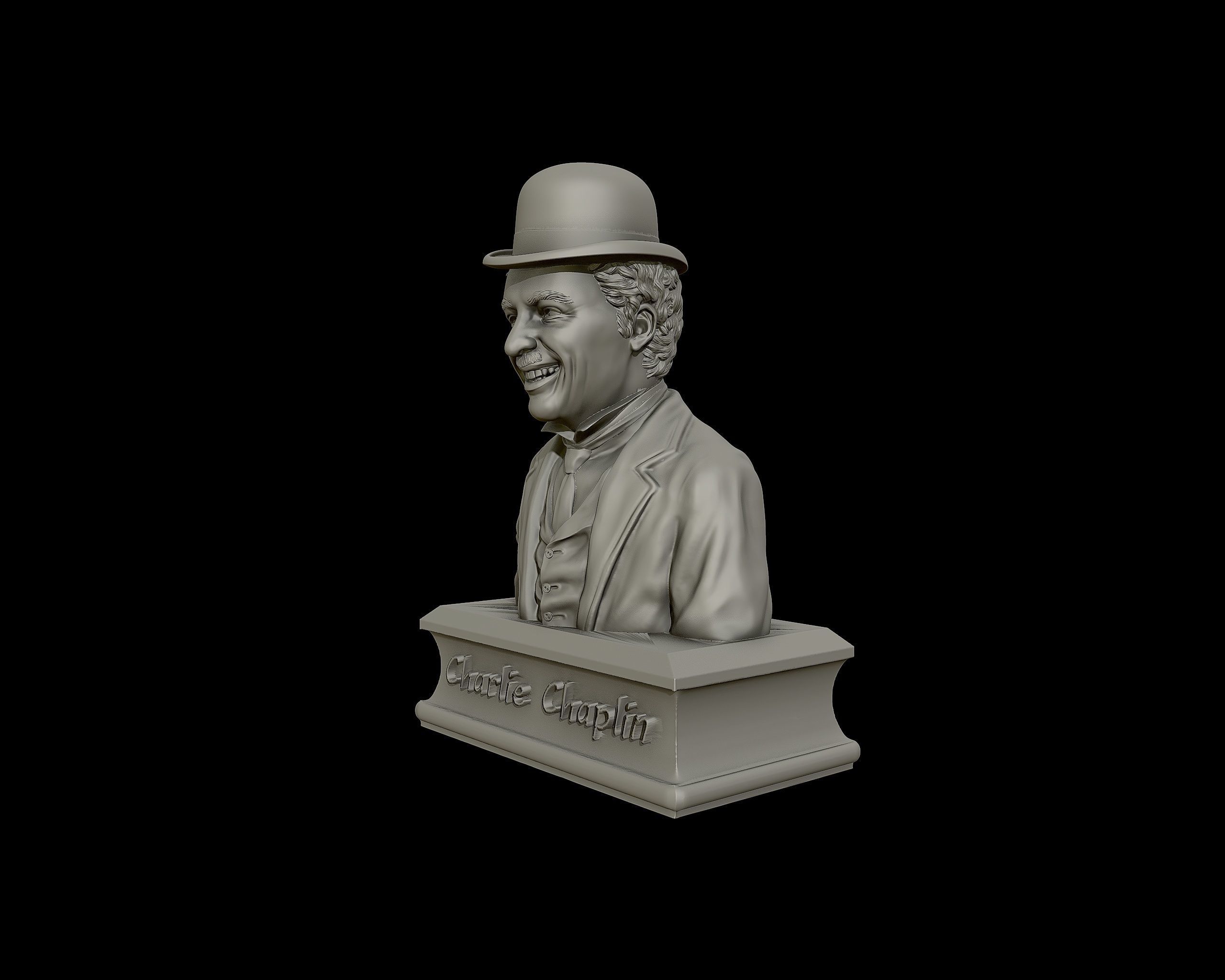 Charlie Chaplin portrait Sculpture 3D print model_22