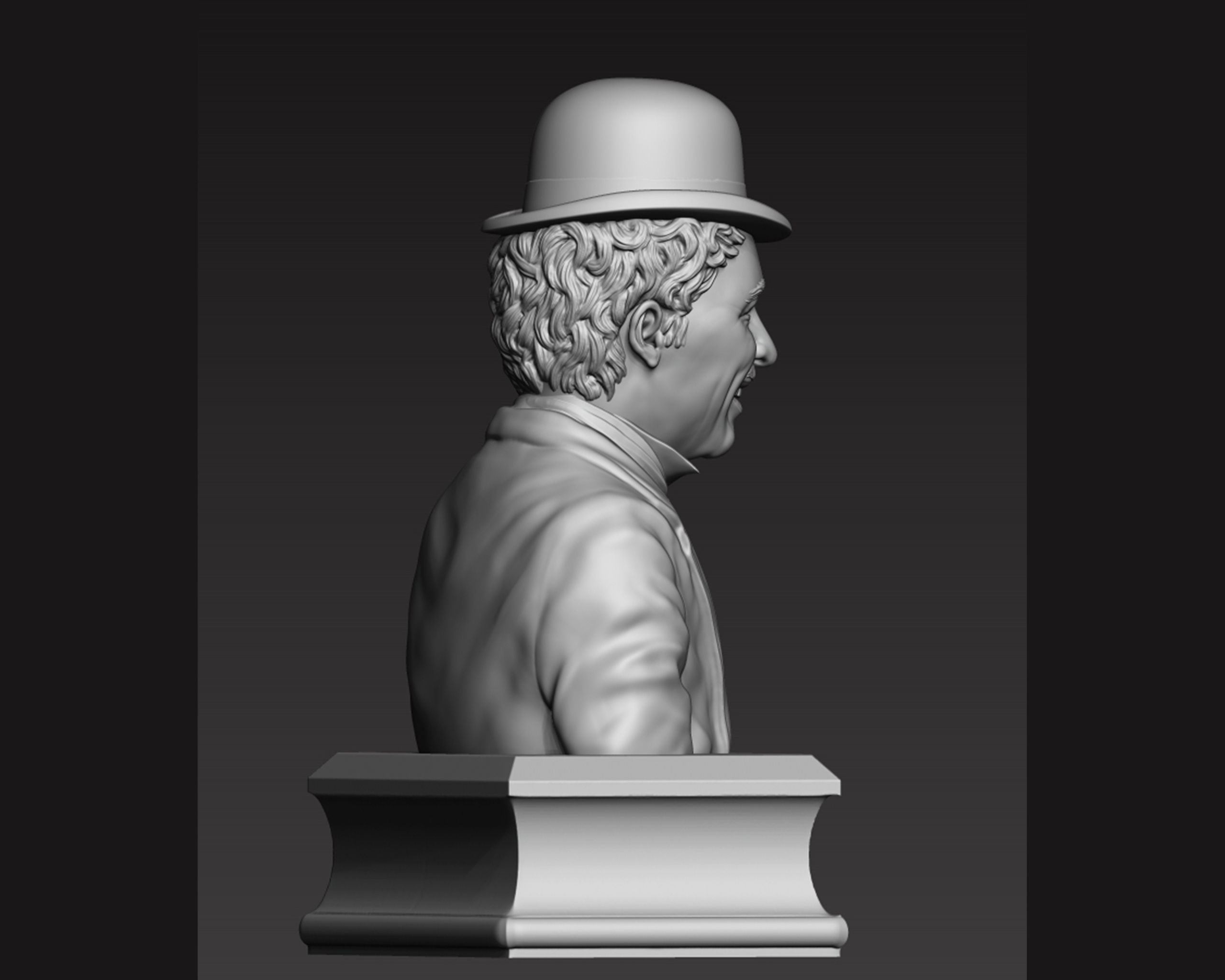 Charlie Chaplin portrait Sculpture 3D print model_9