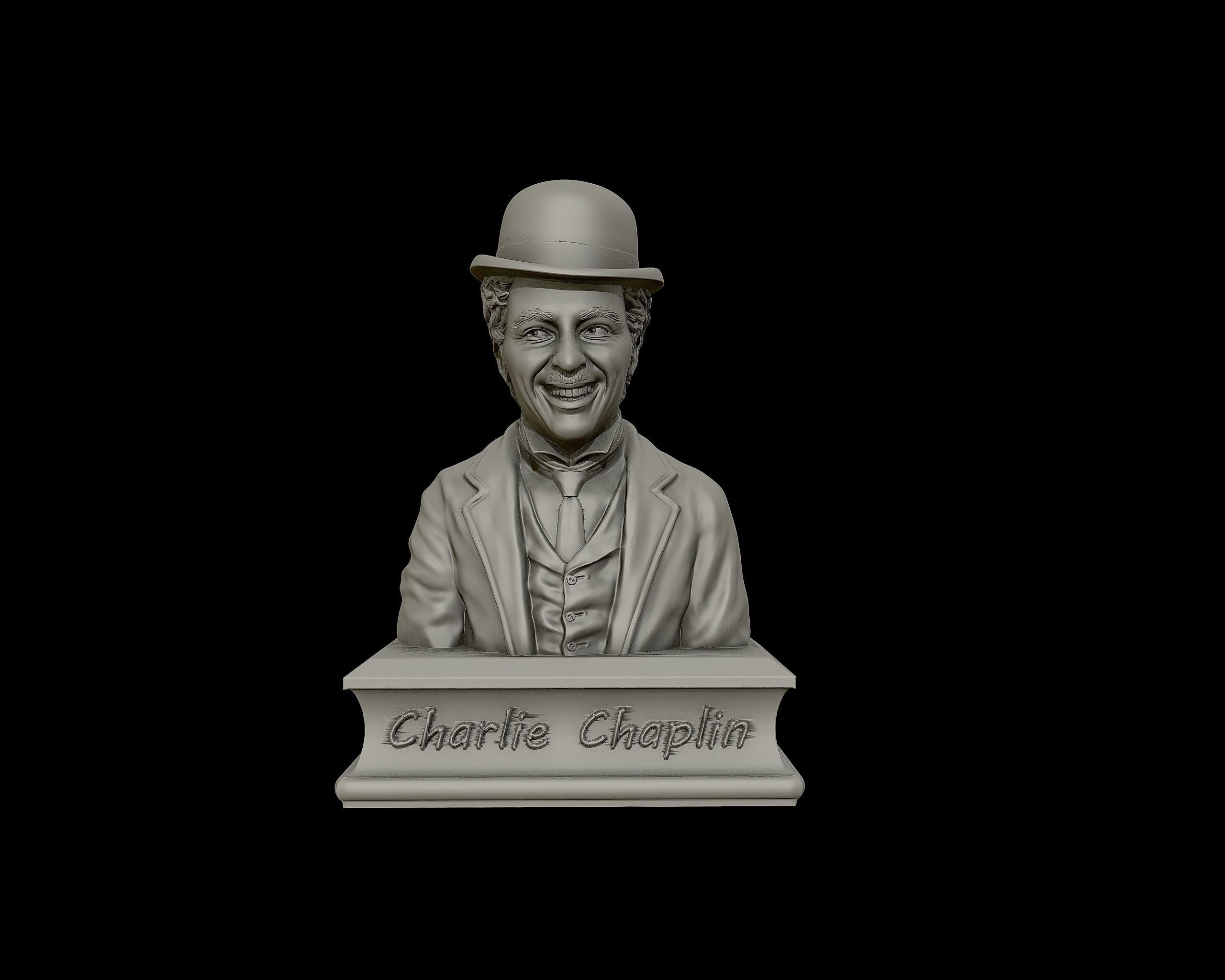 Charlie Chaplin portrait Sculpture 3D print model_19