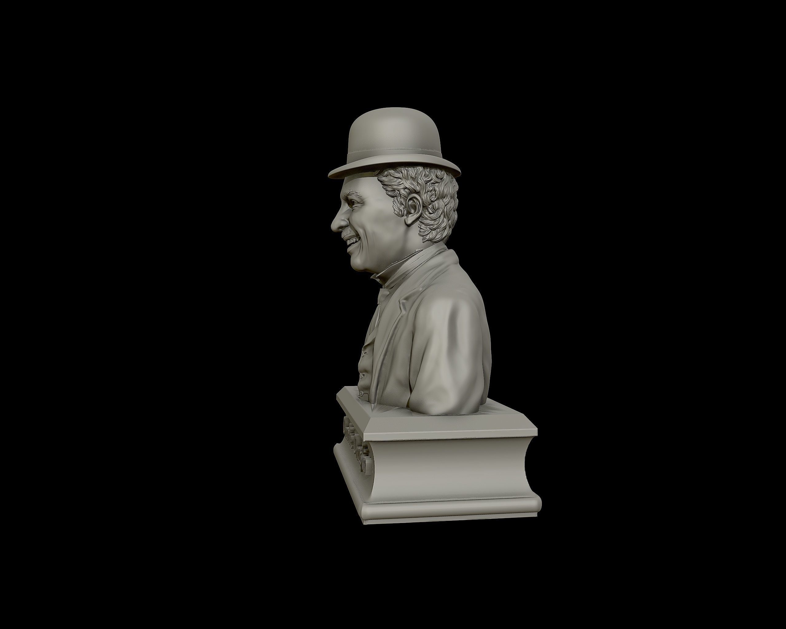 Charlie Chaplin portrait Sculpture 3D print model_24