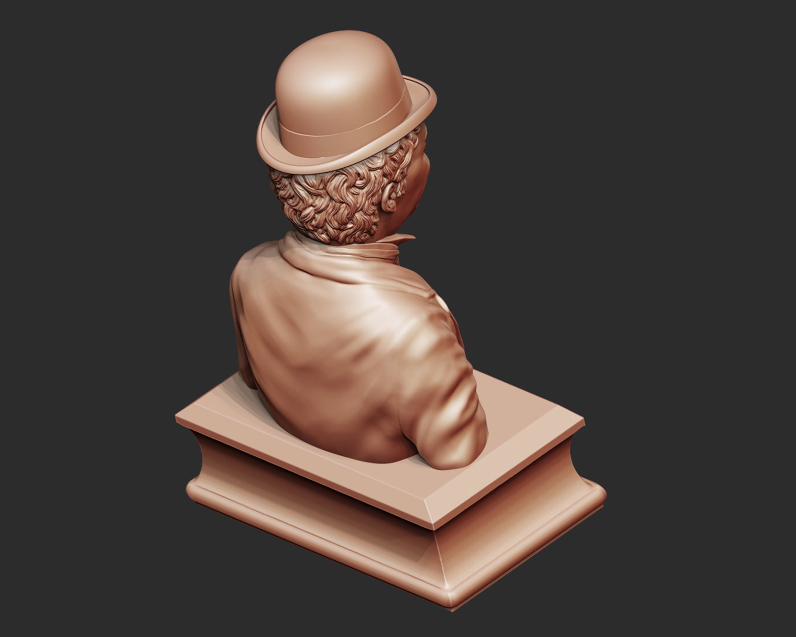 Charlie Chaplin portrait Sculpture 3D print model_15