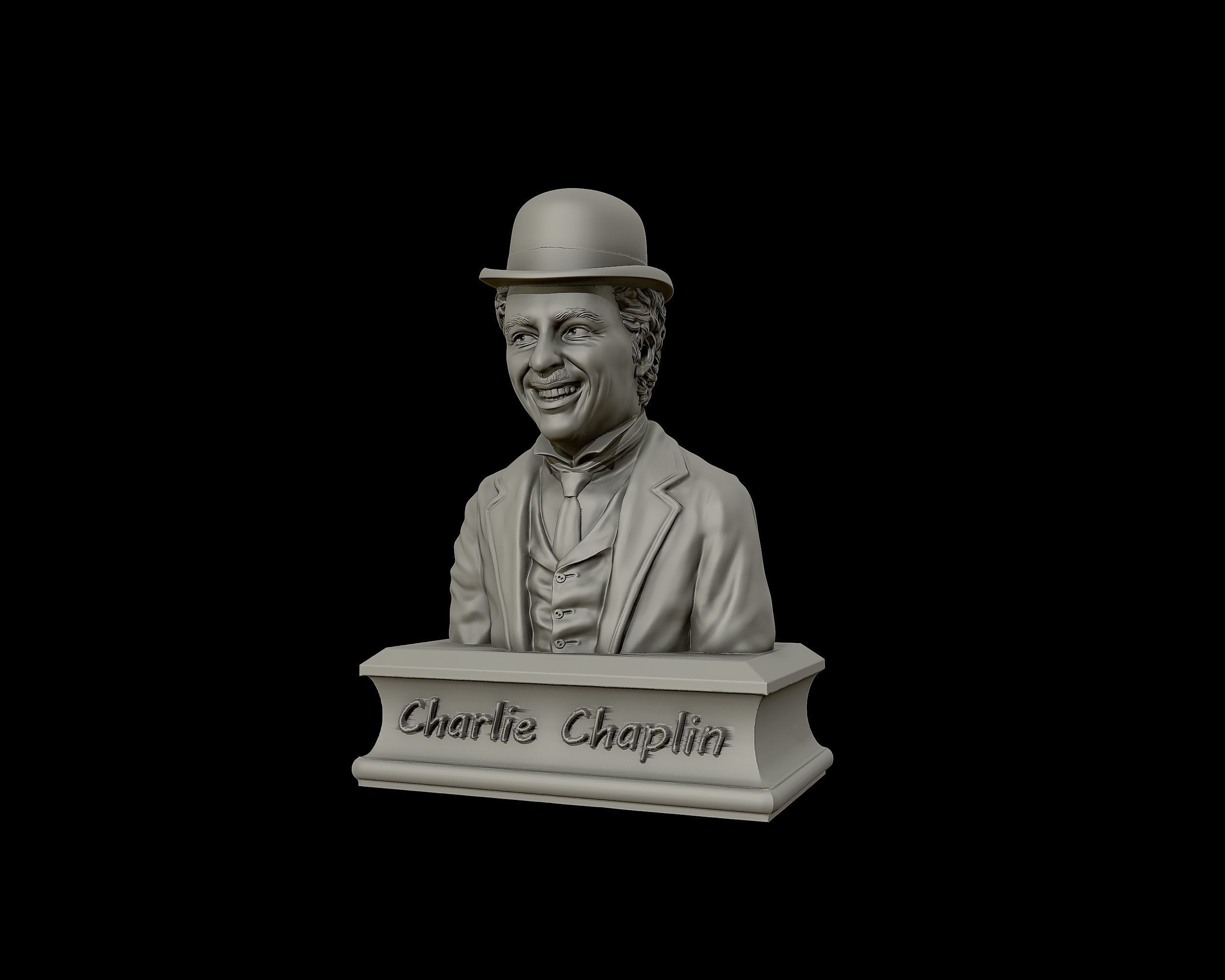 Charlie Chaplin portrait Sculpture 3D print model_20